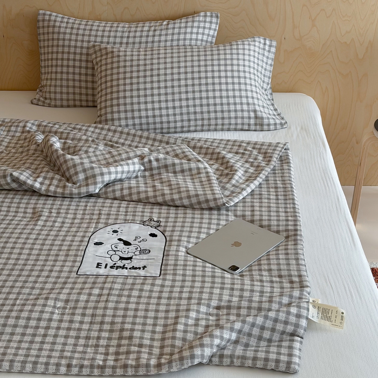 91家纺网 家纺一手货源 找家纺 一加一 2026新款全棉纯棉双层纱贴布绣大豆夏被夏凉被空调被-格格乐园 晚安小象