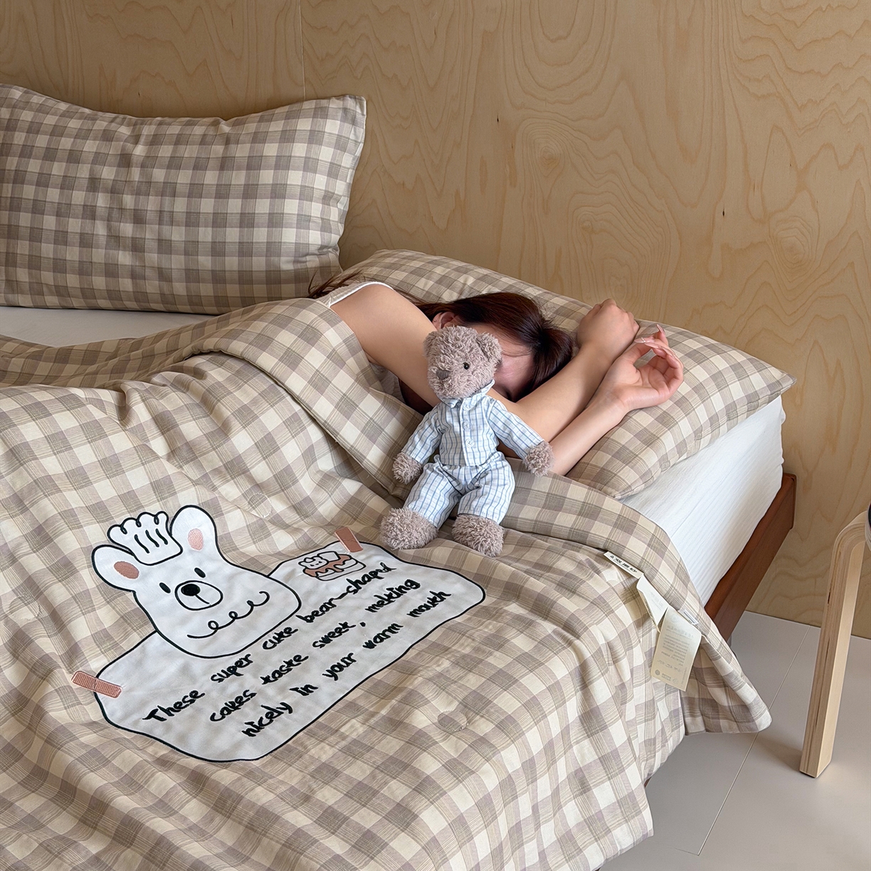 91家纺网 家纺一手货源 找家纺 一加一 2026新款全棉纯棉双层纱贴布绣大豆夏被夏凉被空调被-格格乐园 小熊日记