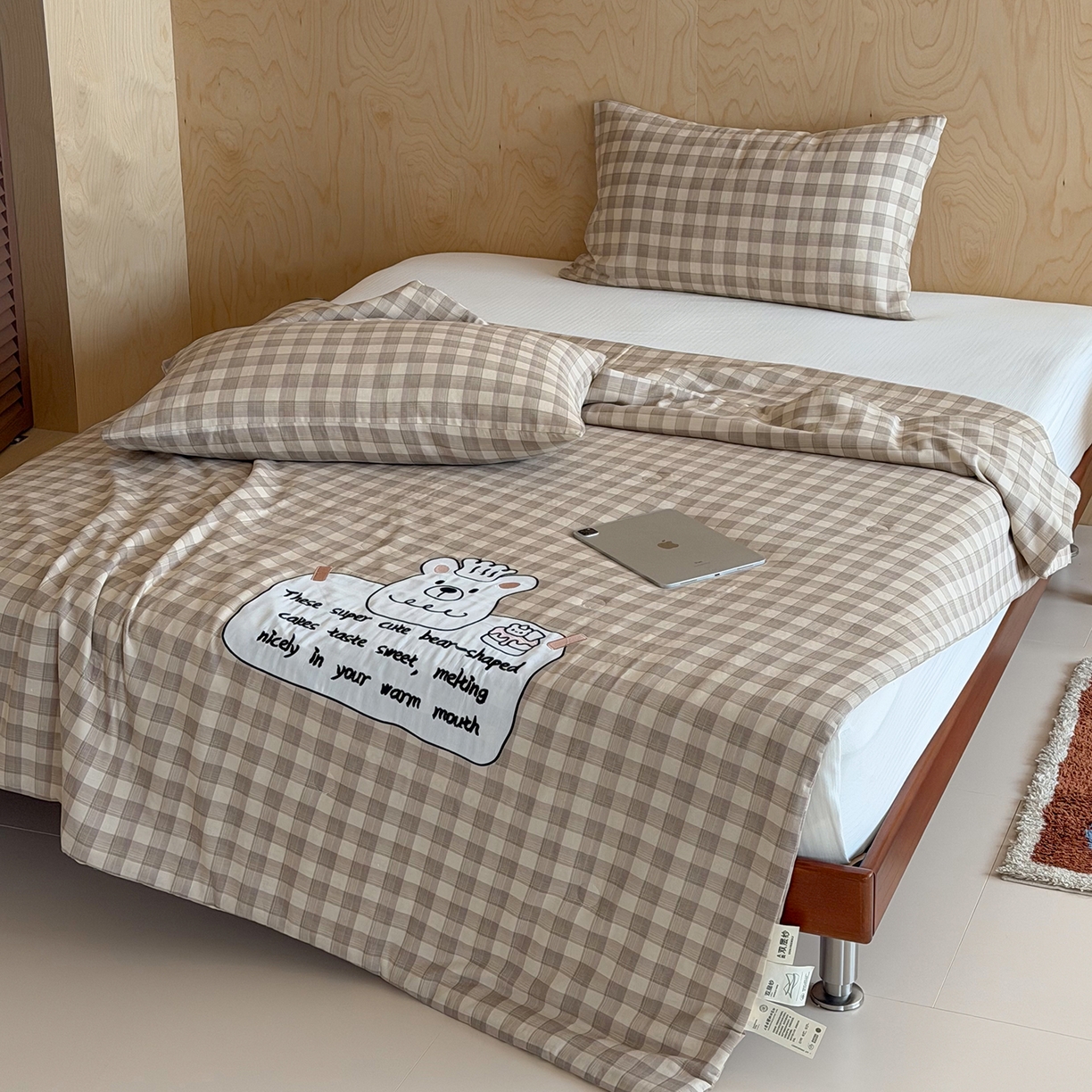 91家纺网 家纺一手货源 找家纺 一加一 2026新款全棉纯棉双层纱贴布绣大豆夏被夏凉被空调被-格格乐园 小熊日记