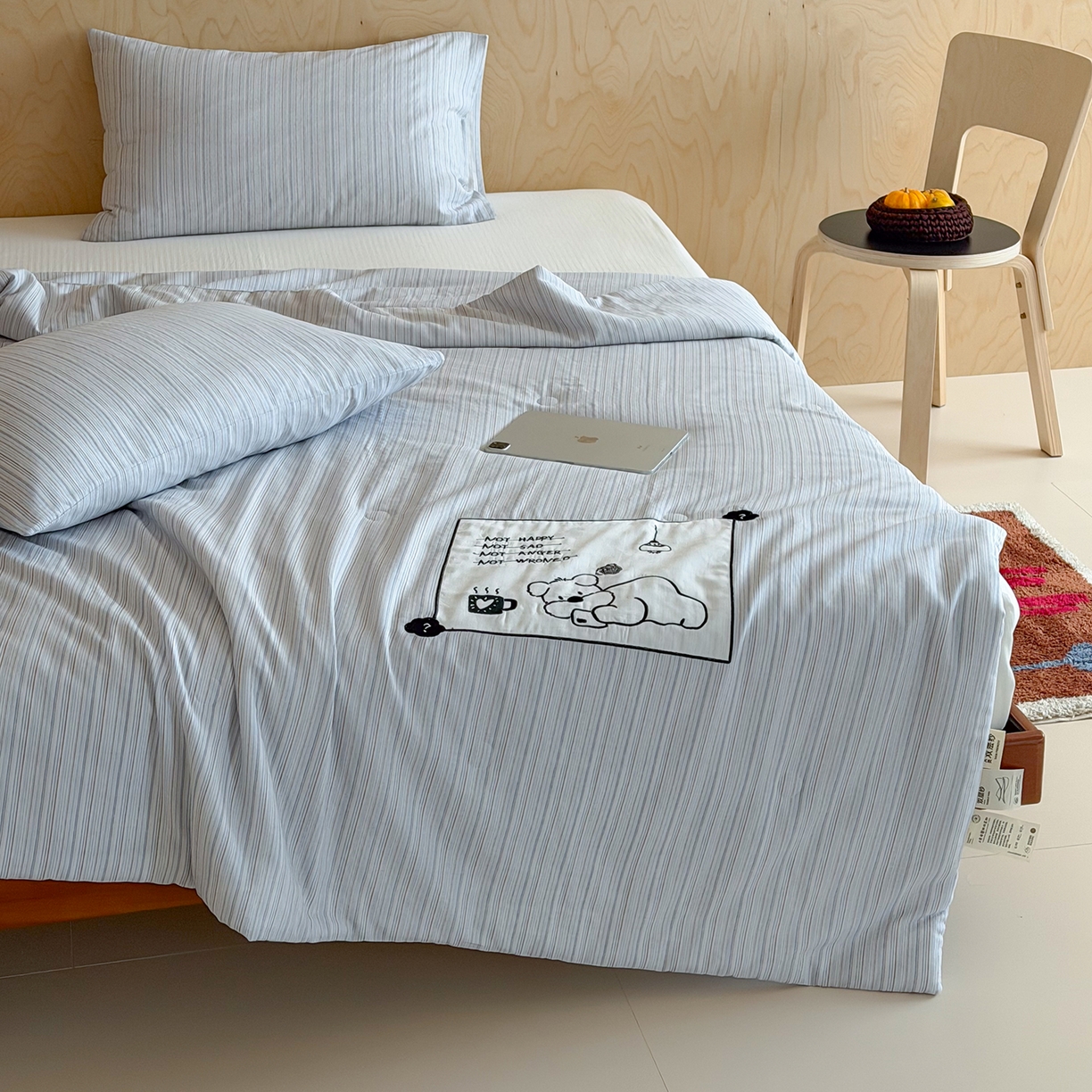 91家纺网 家纺一手货源 找家纺 一加一 2026新款全棉纯棉双层纱贴布绣大豆夏被夏凉被空调被-格格乐园 雾蓝熊语