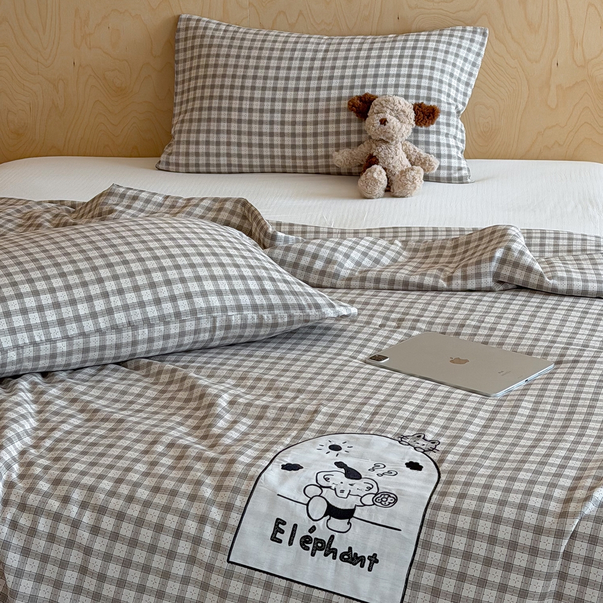 91家纺网 家纺一手货源 找家纺 一加一 2026新款全棉纯棉双层纱贴布绣大豆夏被夏凉被空调被-格格乐园 晚安小象