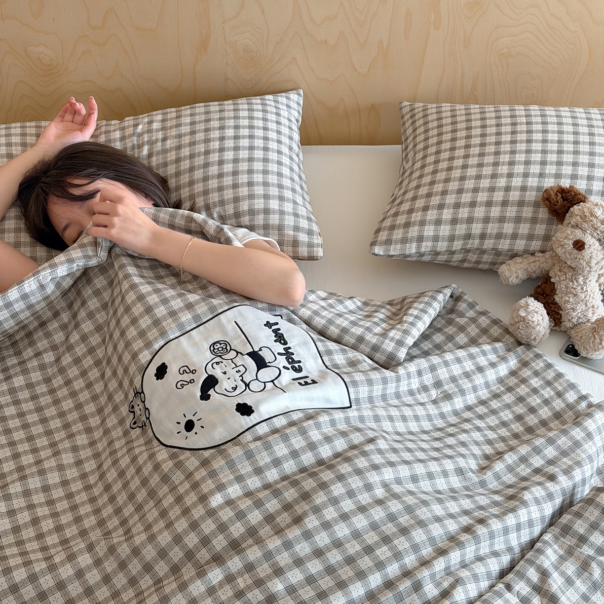 91家纺网 家纺一手货源 找家纺 一加一 2026新款全棉纯棉双层纱贴布绣大豆夏被夏凉被空调被-格格乐园 晚安小象