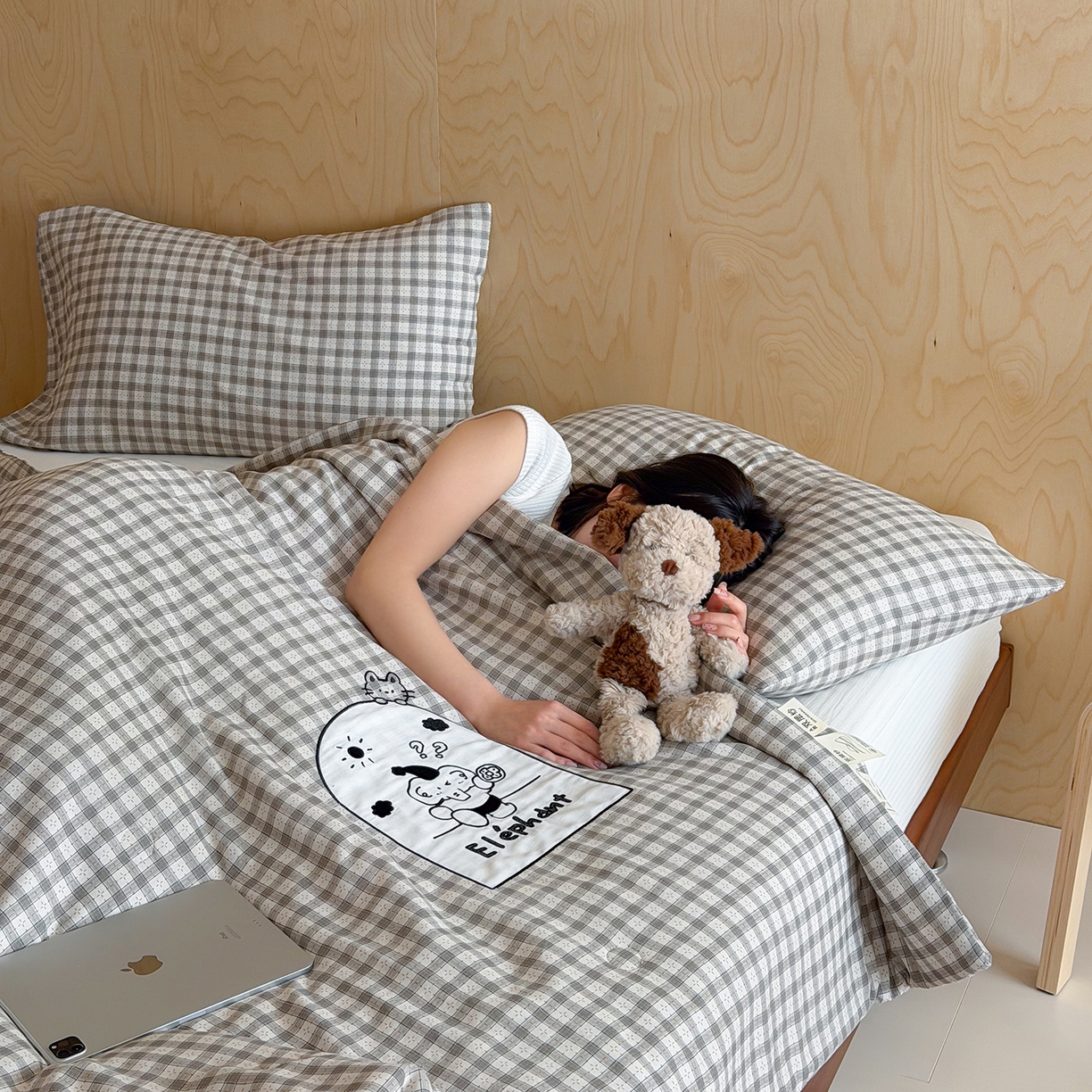 91家纺网 家纺一手货源 找家纺 一加一 2026新款全棉纯棉双层纱贴布绣大豆夏被夏凉被空调被-格格乐园 晚安小象