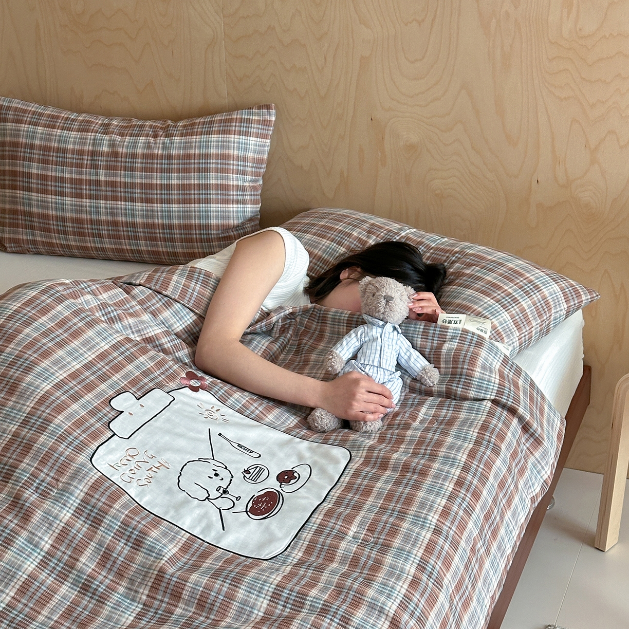 91家纺网 家纺一手货源 找家纺 一加一 2026新款全棉纯棉双层纱贴布绣大豆夏被夏凉被空调被-格格乐园 松饼小熊