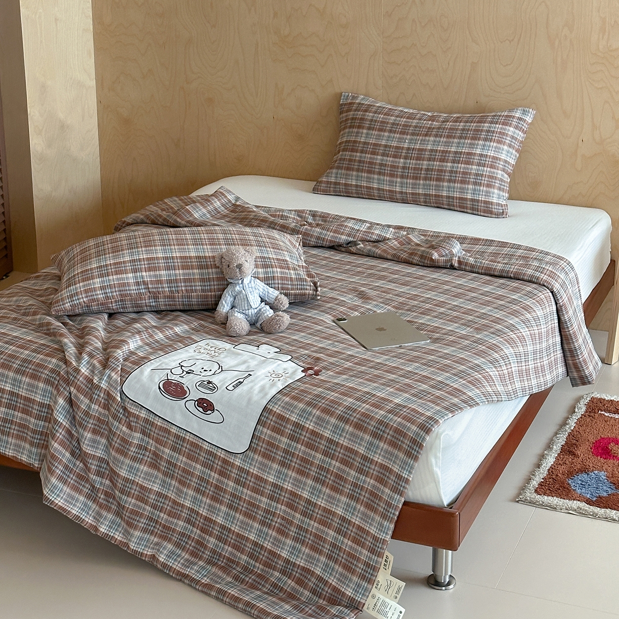 91家纺网 家纺一手货源 找家纺 一加一 2026新款全棉纯棉双层纱贴布绣大豆夏被夏凉被空调被-格格乐园 松饼小熊