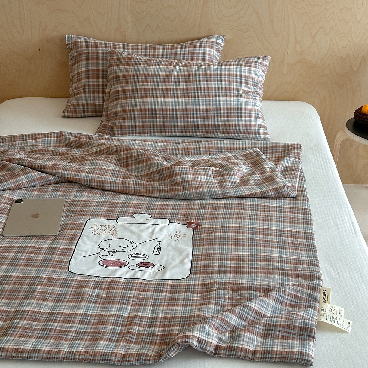 91家纺网 家纺一手货源 找家纺 一加一 2026新款全棉纯棉双层纱贴布绣大豆夏被夏凉被空调被-格格乐园 松饼小熊
