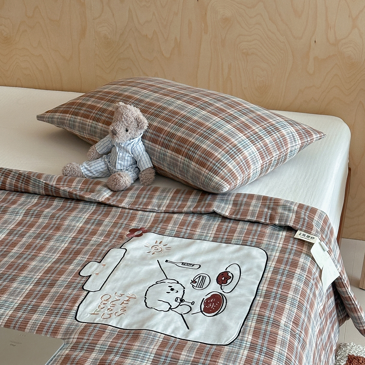 91家纺网 家纺一手货源 找家纺 一加一 2026新款全棉纯棉双层纱贴布绣大豆夏被夏凉被空调被-格格乐园 松饼小熊