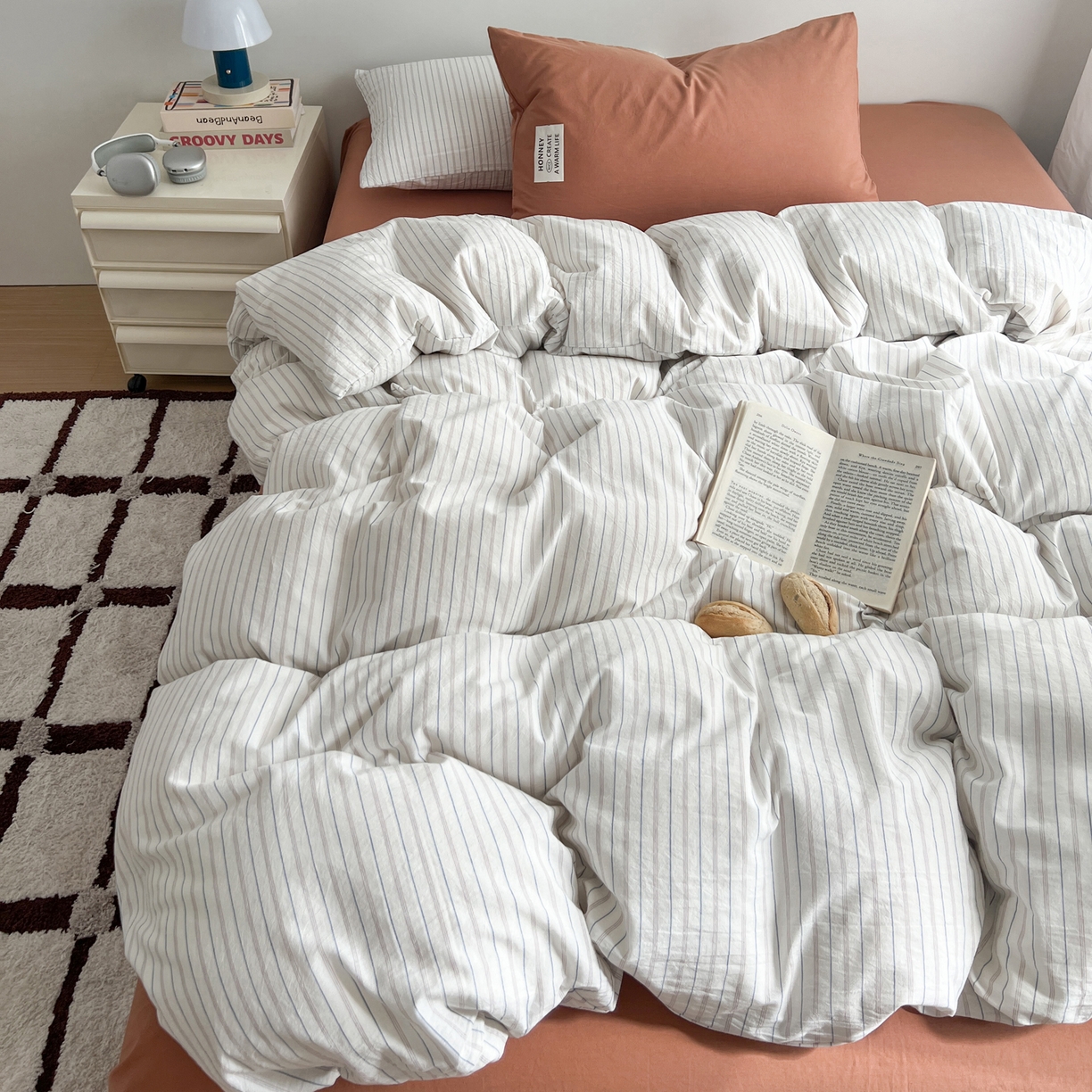 91家纺网 家纺一手货源 找家纺 （总）早晨家纺 2026新款INS博主风A类全棉纯棉色织水洗棉格子四件套