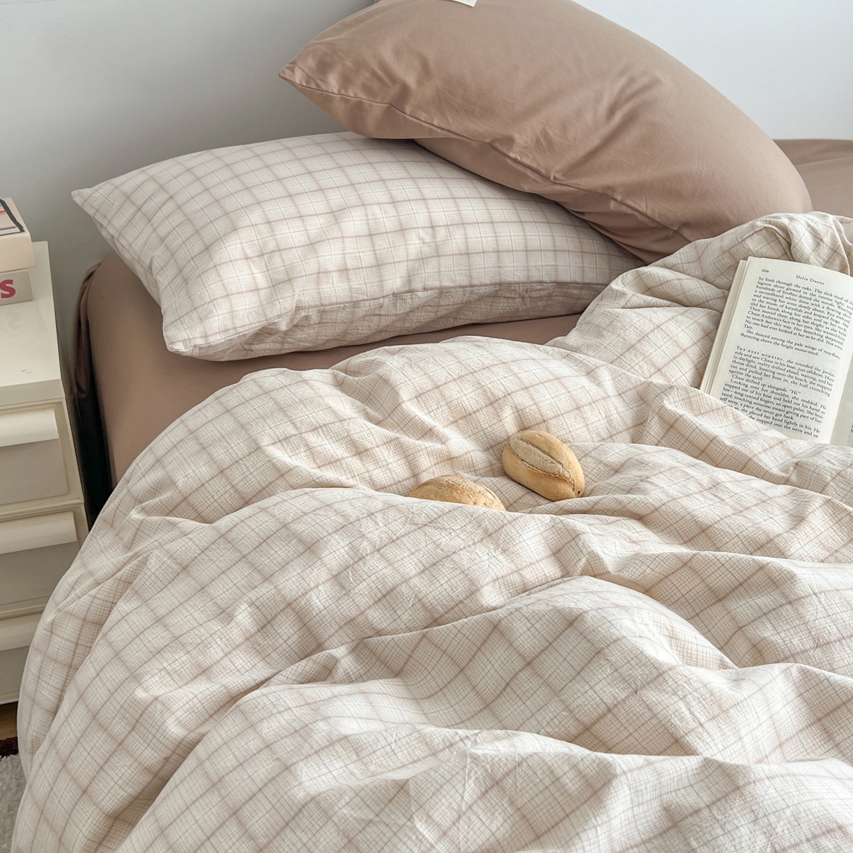 91家纺网 家纺一手货源 找家纺 （总）早晨家纺 2026新款INS博主风A类全棉纯棉色织水洗棉格子四件套