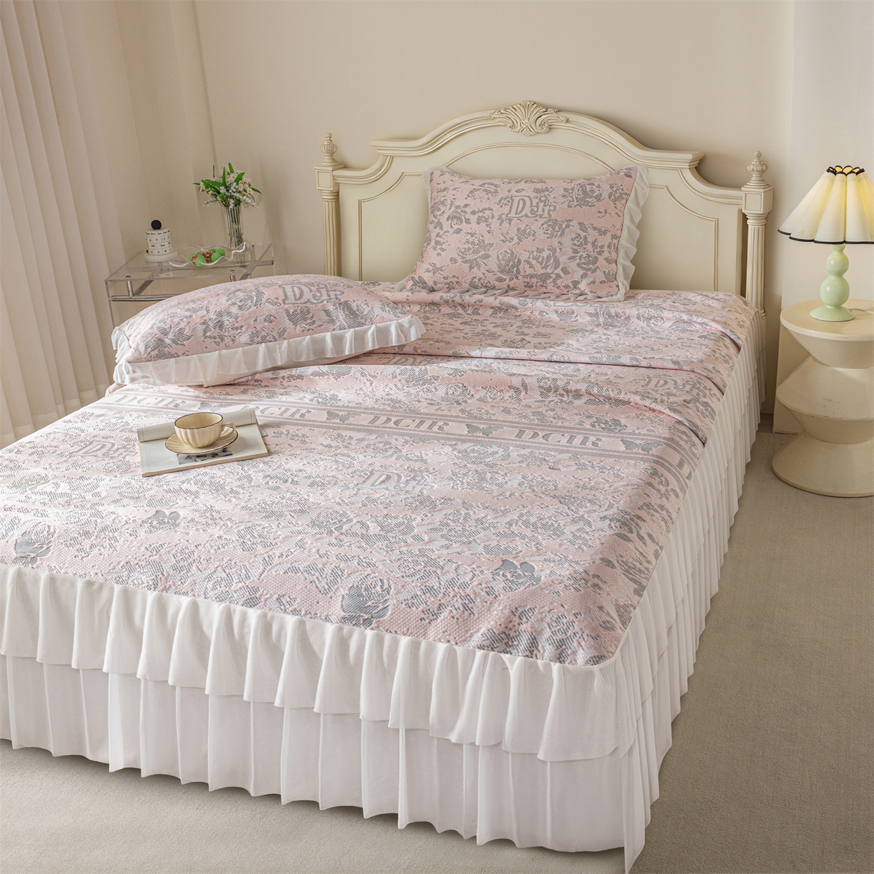 91家纺网 家纺一手货源 找家纺 （总）赛丽雅 2026爆款A类凉感豆豆凉席三件套床裙款冰丝软席子床笠款凉席