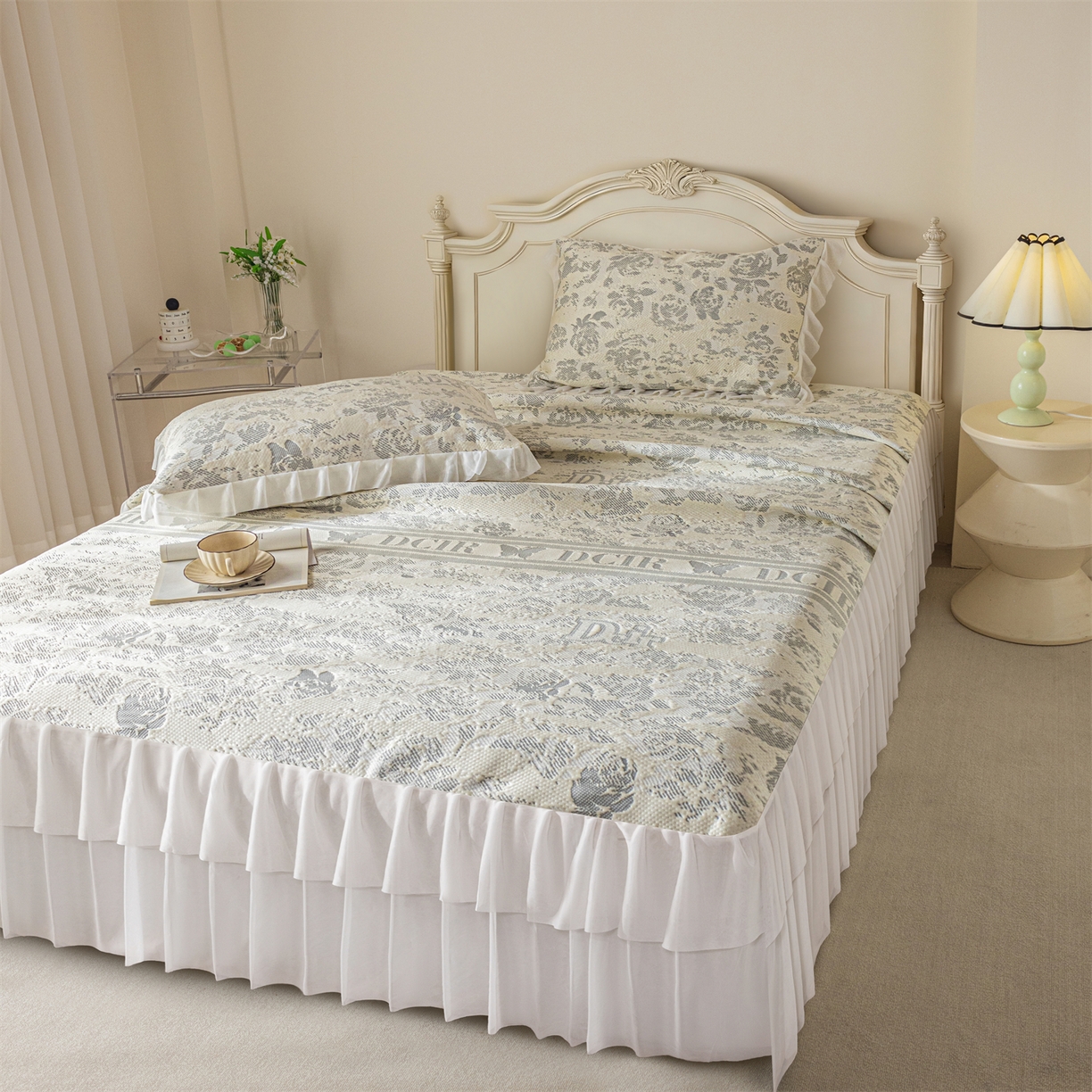 91家纺网 家纺一手货源 找家纺 （总）赛丽雅 2026爆款A类凉感豆豆凉席三件套床裙款冰丝软席子床笠款凉席