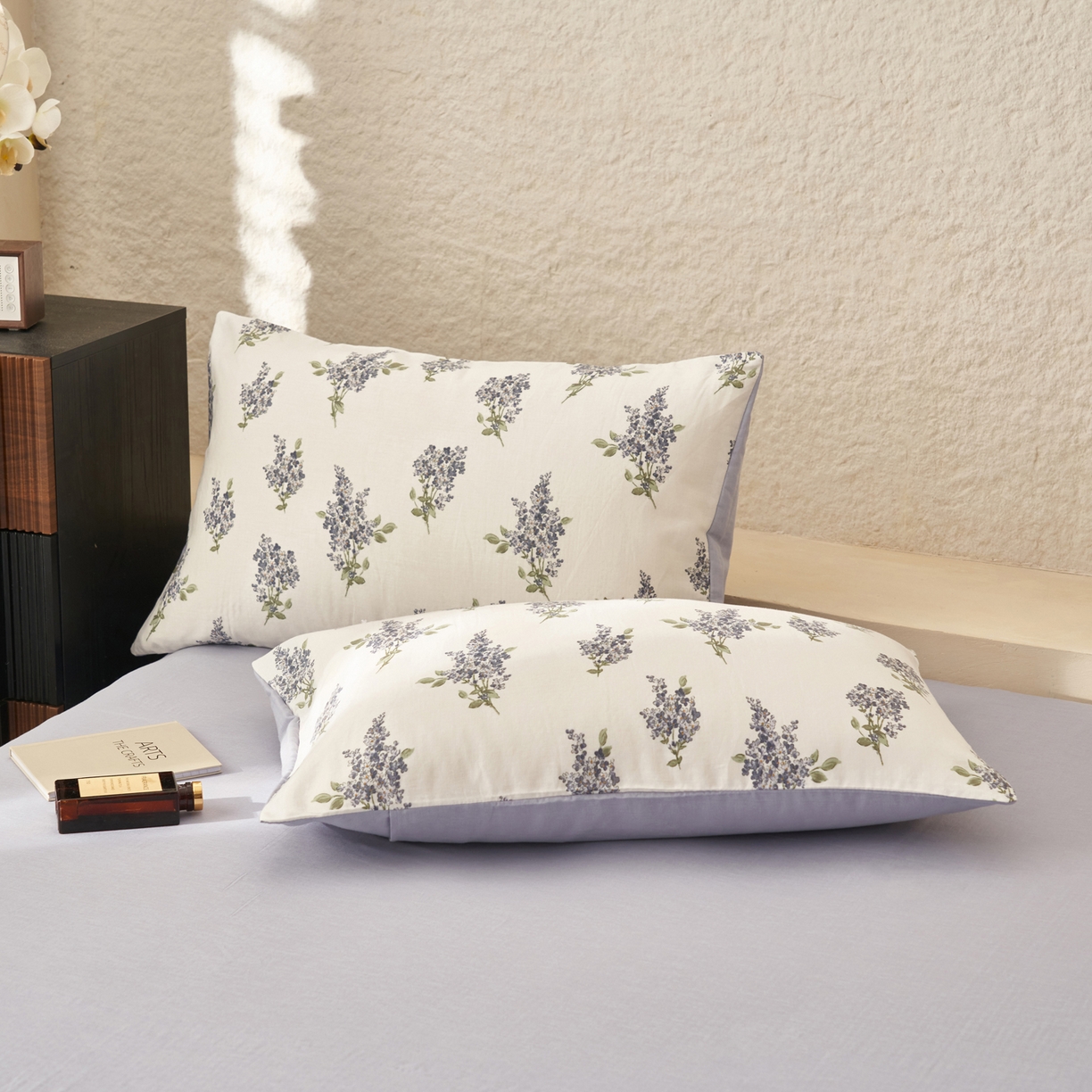 91家纺网 家纺一手货源 找家纺 早晨家纺 2026新款全棉双层纱四件套水洗棉法式复古纯棉床上用品 蓝花序