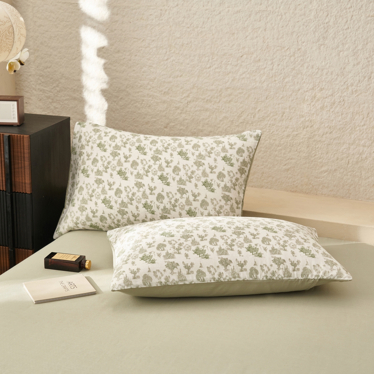 91家纺网 家纺一手货源 找家纺 早晨家纺 2026新款全棉双层纱四件套水洗棉法式复古纯棉床上用品 清野序