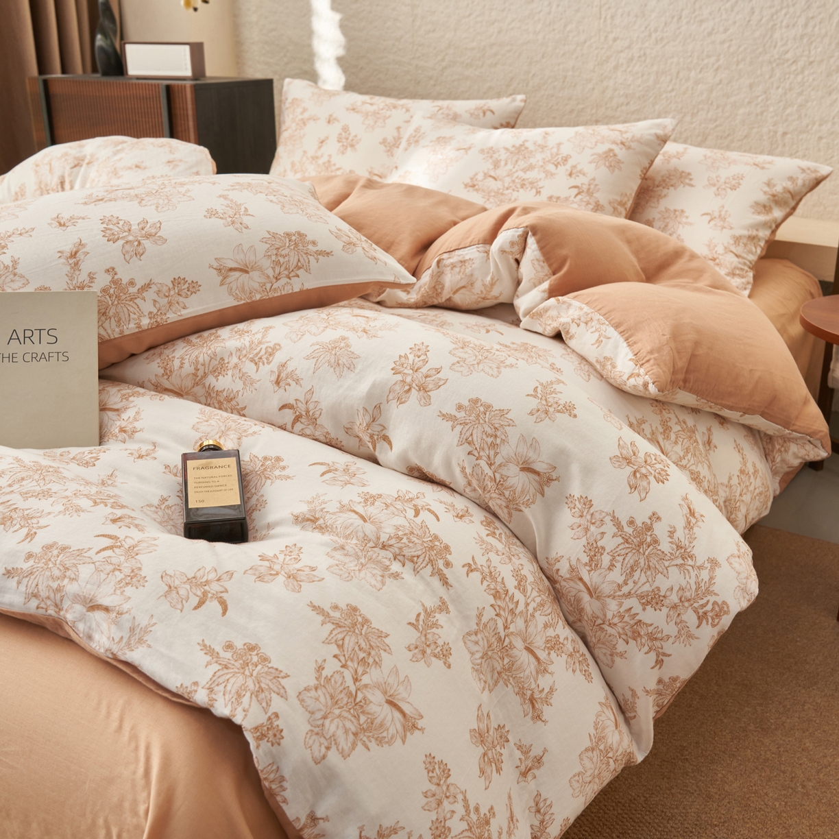 91家纺网 家纺一手货源 找家纺 早晨家纺 2026新款全棉双层纱四件套水洗棉法式复古纯棉床上用品 漫花叙