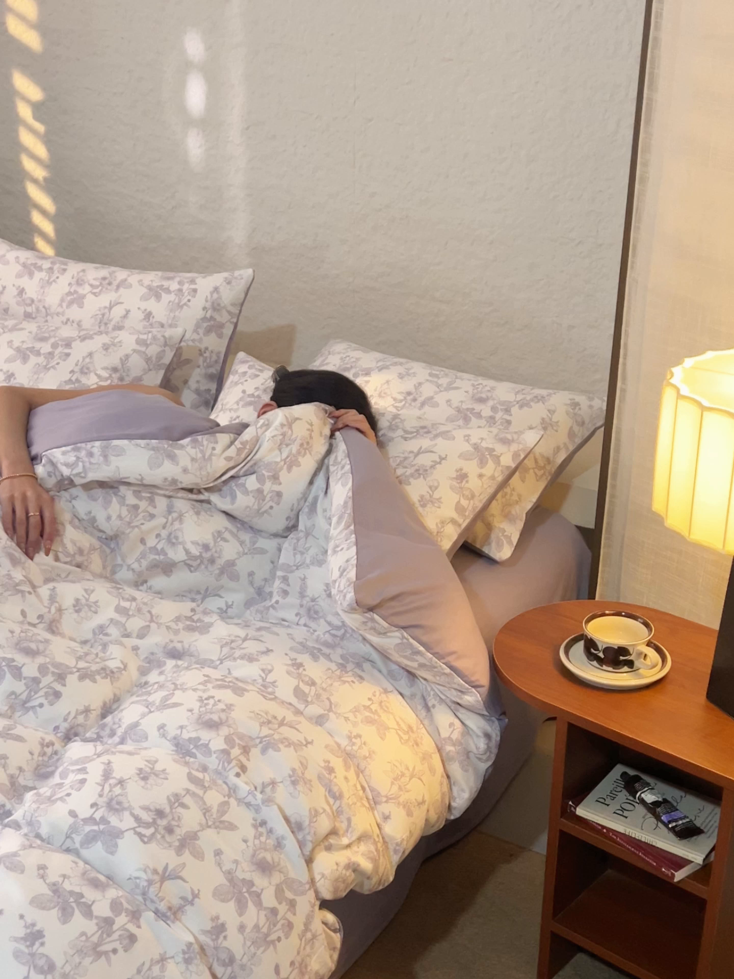 91家纺网 家纺一手货源 找家纺 早晨家纺 2026新款全棉双层纱四件套水洗棉法式复古纯棉床上用品 紫雾花野