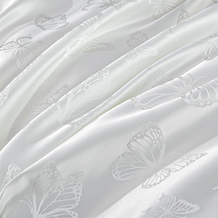 91家纺网 家纺一手货源 找家纺 优美 2026新款简单款水洗提花四件套 蝶之恋-白拼灰