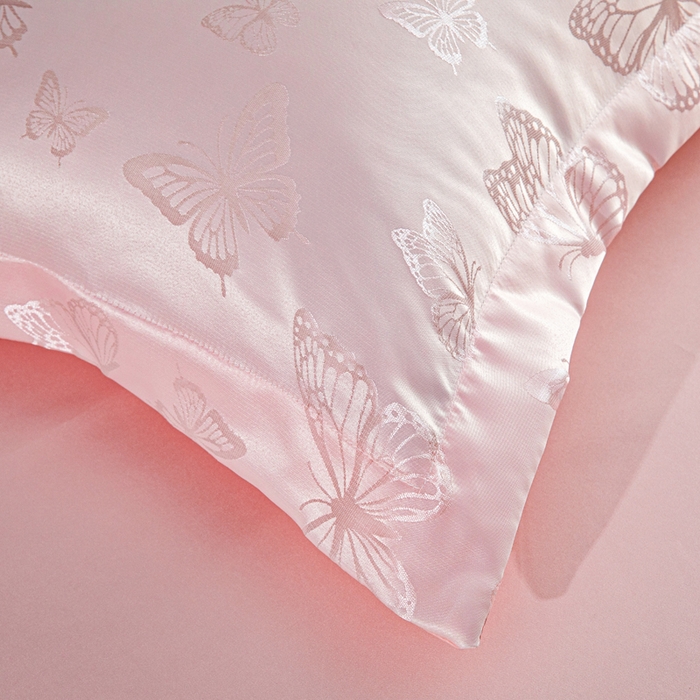 91家纺网 家纺一手货源 找家纺 优美 2026新款简单款水洗提花四件套 蝶之恋-雅玉