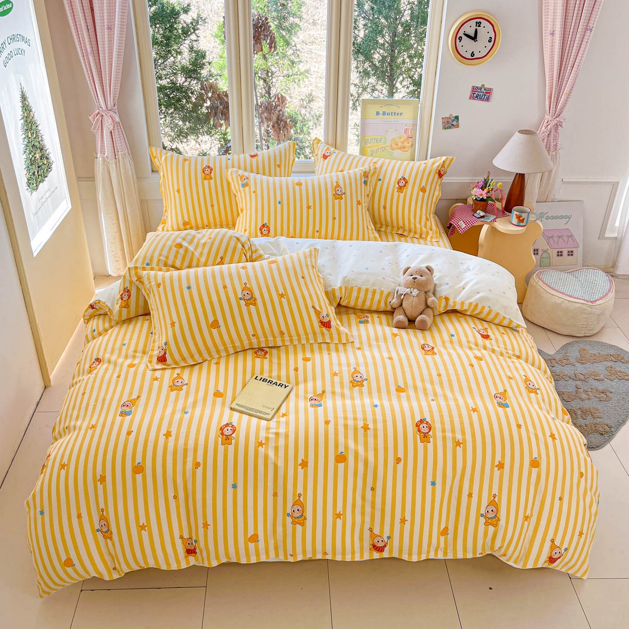 91家纺网 家纺一手货源 找家纺 莱通家纺 2026春夏新款12868全棉印花四件套单品系列二-四件套提供买家秀，预留缩水率） 条纹萌星