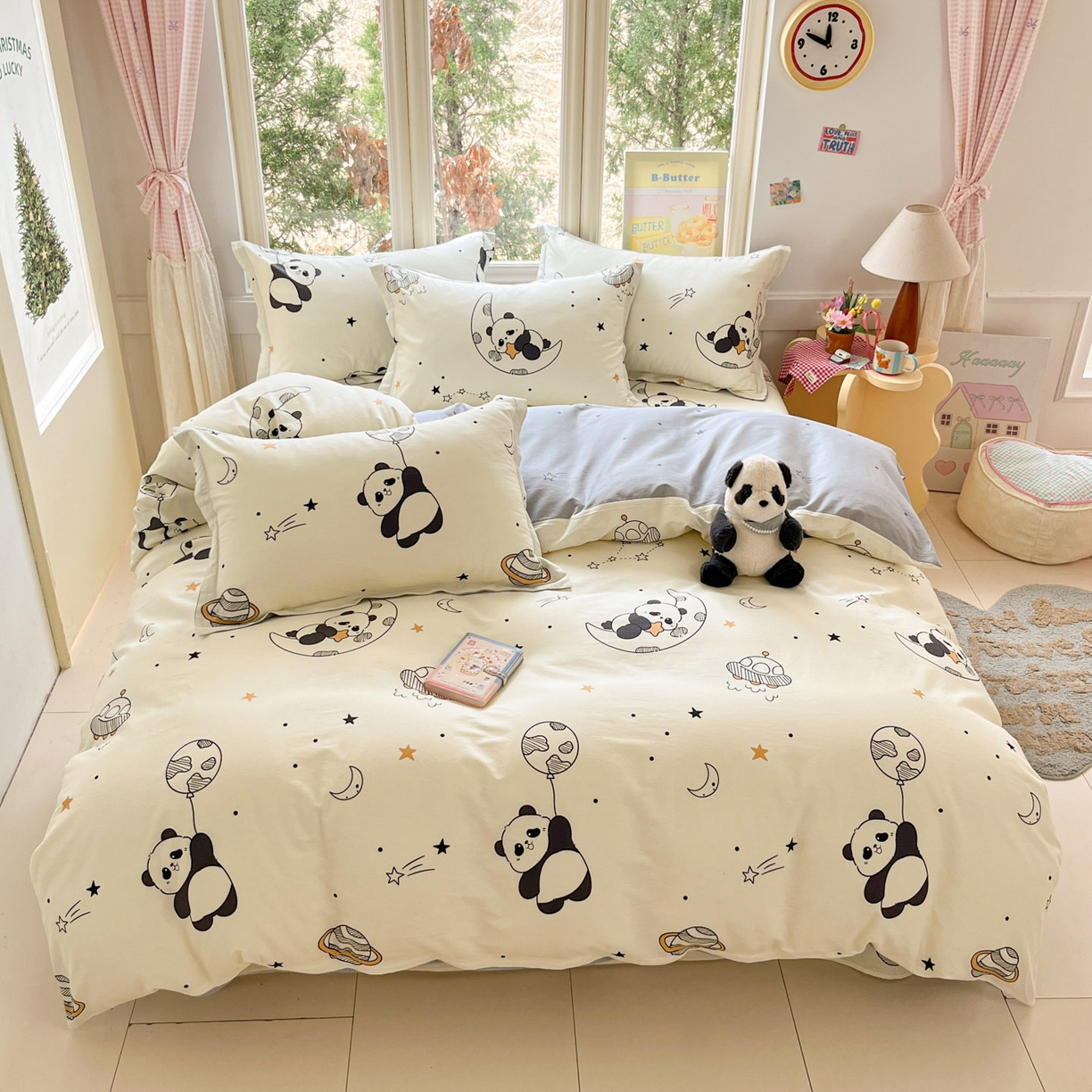 91家纺网 家纺一手货源 找家纺 莱通家纺 2026春夏新款12868全棉印花四件套单品系列二-四件套提供买家秀，预留缩水率） 放空小熊猫