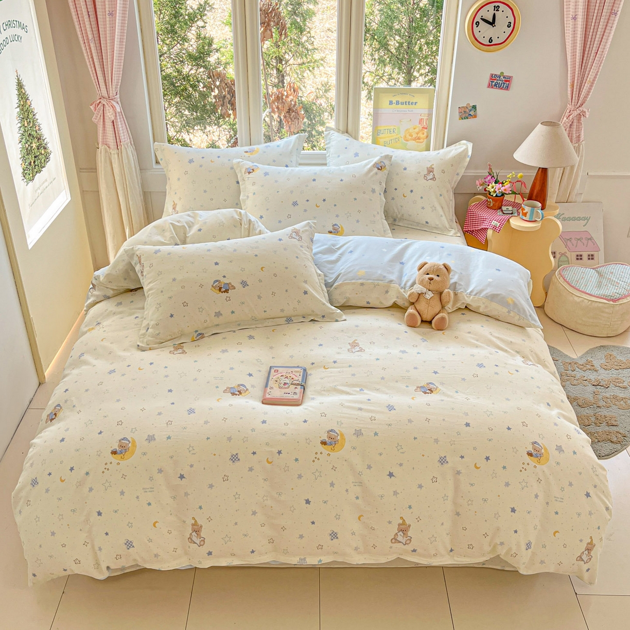 91家纺网 家纺一手货源 找家纺 莱通家纺 2026春夏新款12868全棉印花四件套单品系列二-四件套提供买家秀，预留缩水率） 星眠小熊