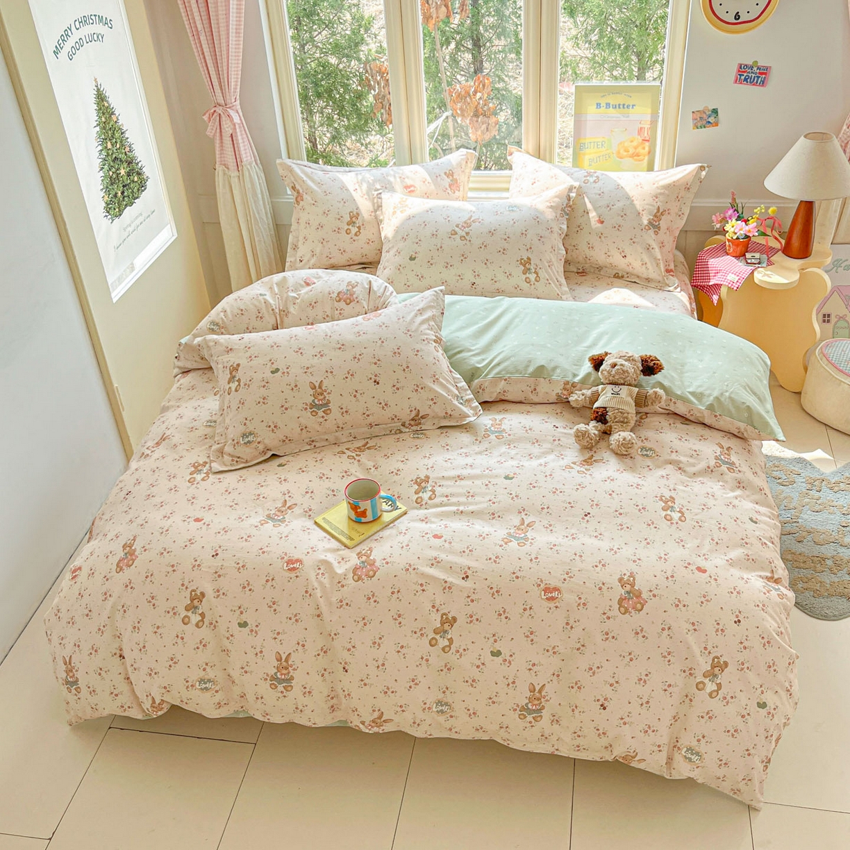 91家纺网 家纺一手货源 找家纺 莱通家纺 2026春夏新款12868全棉印花四件套单品系列二-四件套提供买家秀，预留缩水率） 多萌日记