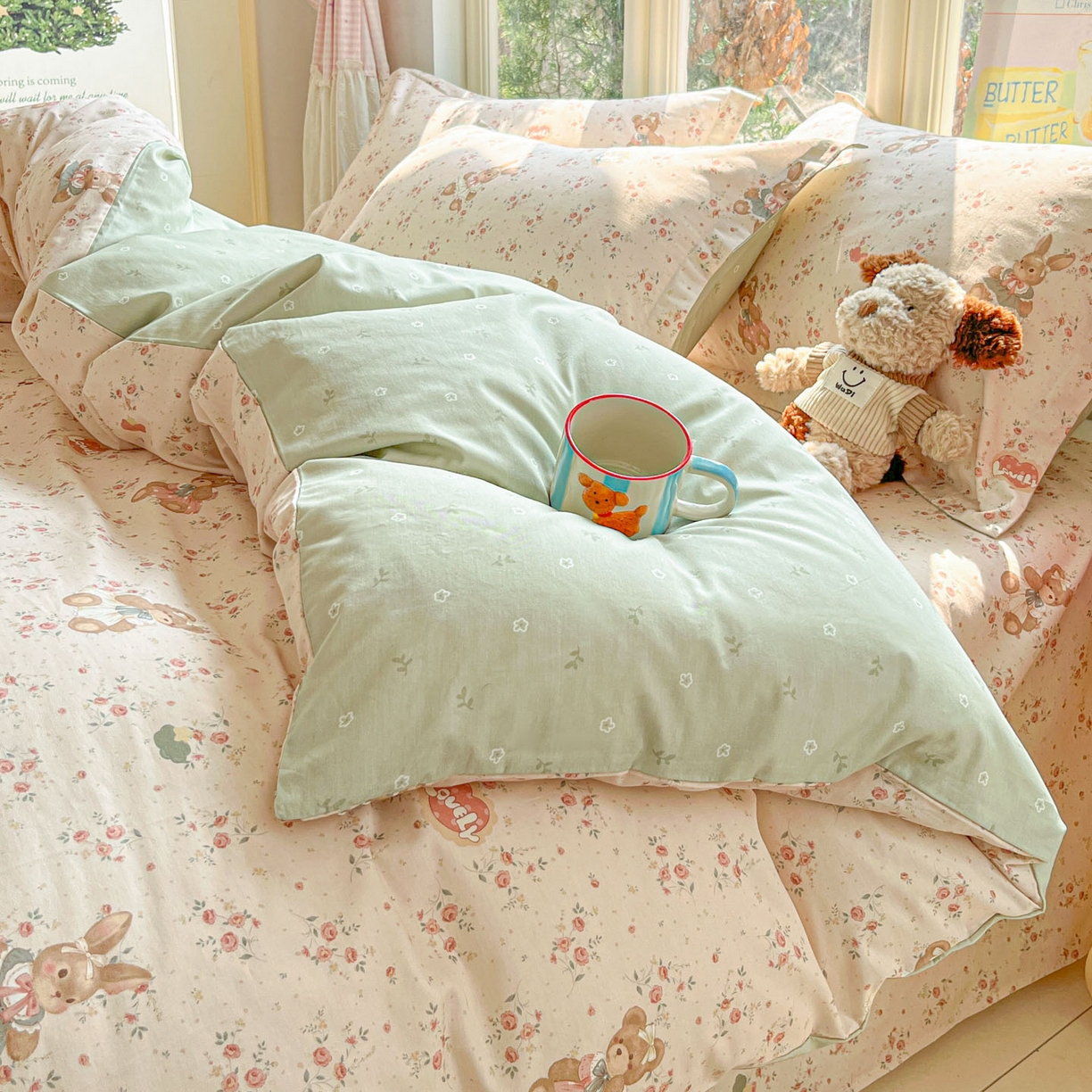 91家纺网 家纺一手货源 找家纺 莱通家纺 2026春夏新款12868全棉印花四件套单品系列二-四件套提供买家秀，预留缩水率） 多萌日记