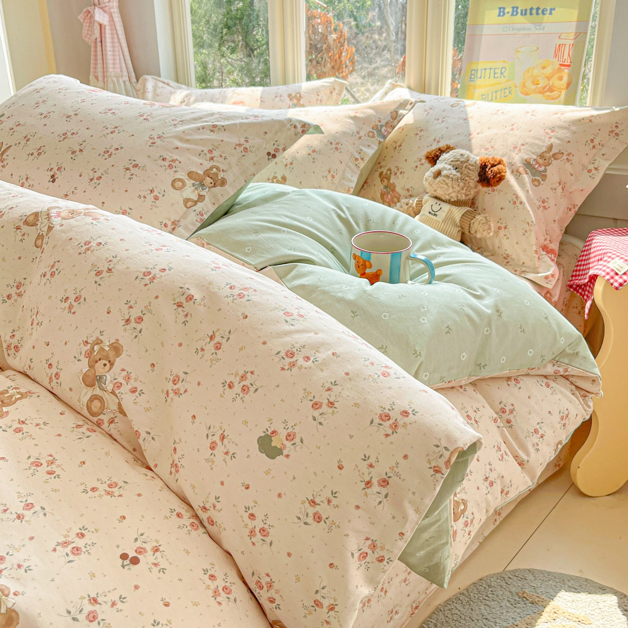 91家纺网 家纺一手货源 找家纺 莱通家纺 2026春夏新款12868全棉印花四件套单品系列二-四件套提供买家秀，预留缩水率） 多萌日记