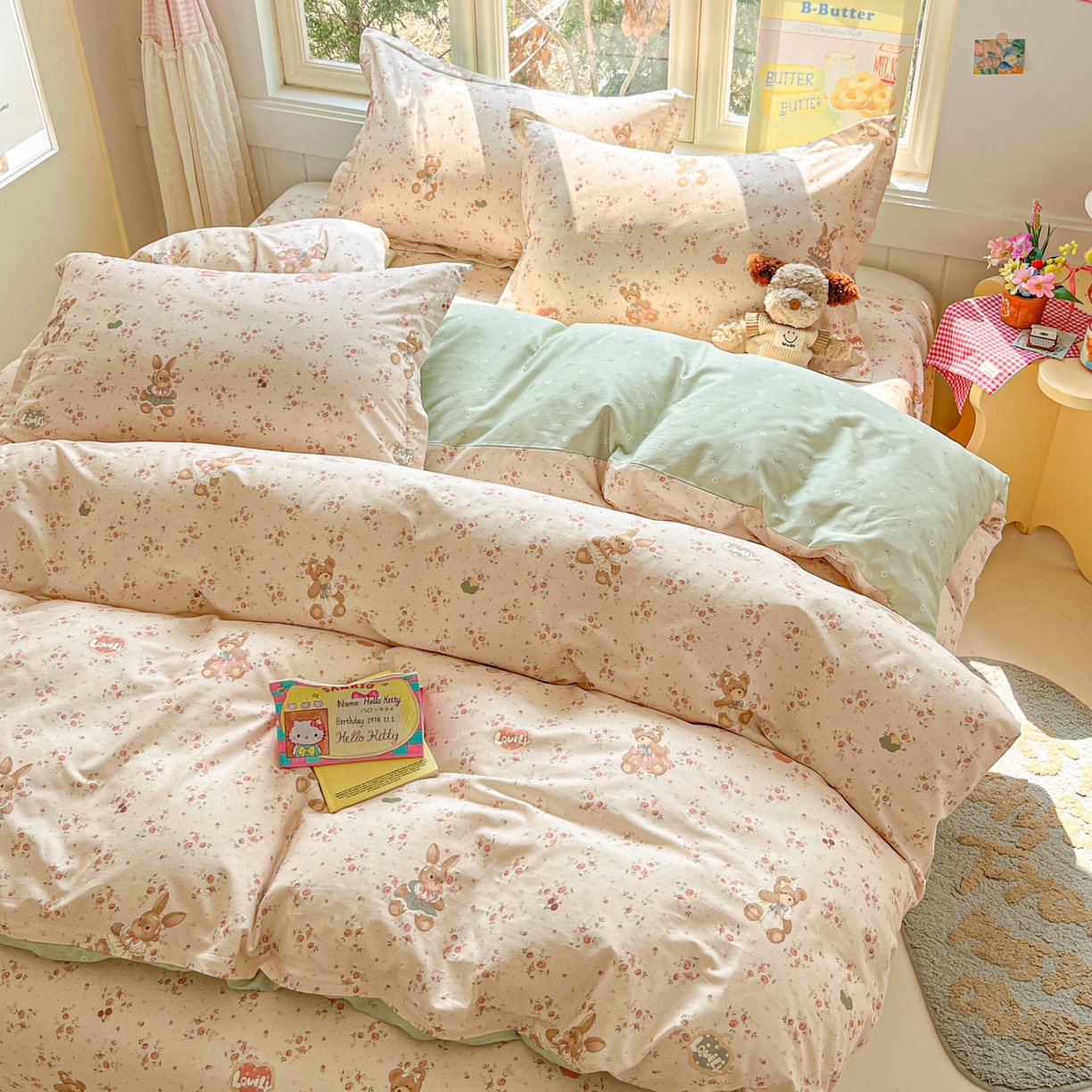 91家纺网 家纺一手货源 找家纺 莱通家纺 2026春夏新款12868全棉印花四件套单品系列二-四件套提供买家秀，预留缩水率） 多萌日记