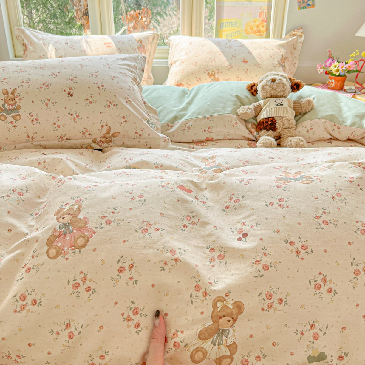 91家纺网 家纺一手货源 找家纺 莱通家纺 2026春夏新款12868全棉印花四件套单品系列二-四件套提供买家秀，预留缩水率） 多萌日记