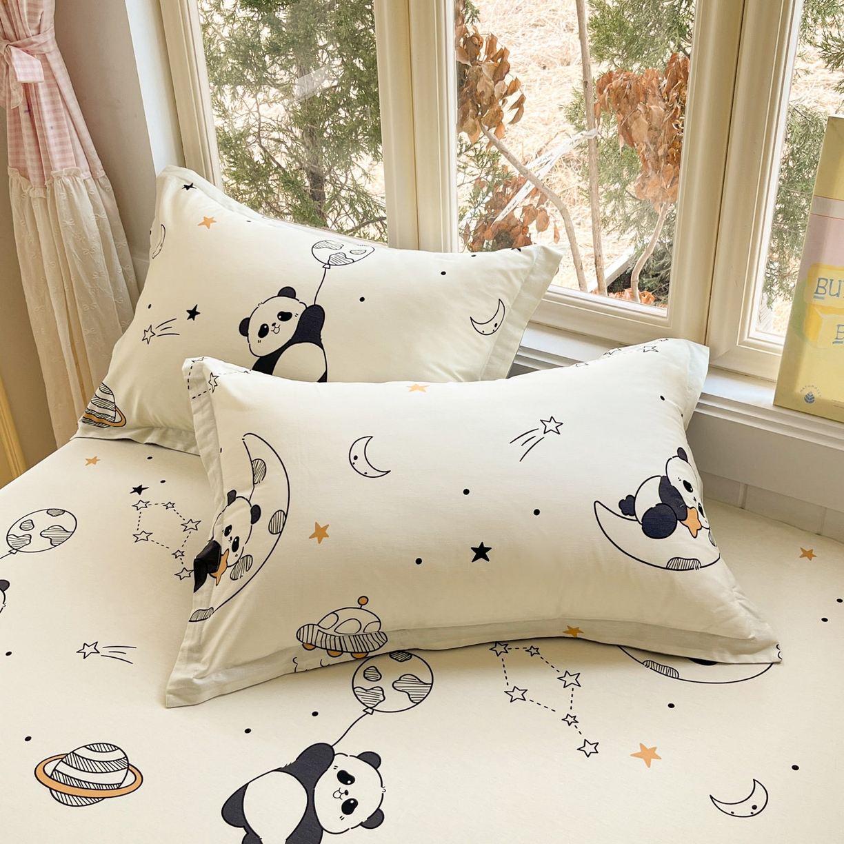 91家纺网 家纺一手货源 找家纺 莱通家纺 2026春夏新款12868全棉印花四件套单品系列二-四件套提供买家秀，预留缩水率） 放空小熊猫