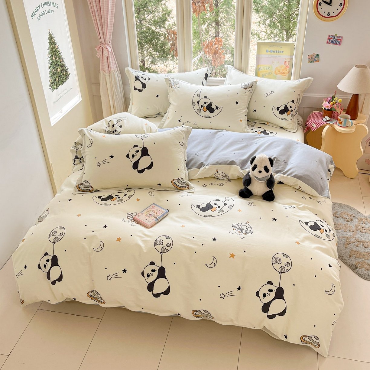91家纺网 家纺一手货源 找家纺 莱通家纺 2026春夏新款12868全棉印花四件套单品系列二-四件套提供买家秀，预留缩水率） 放空小熊猫