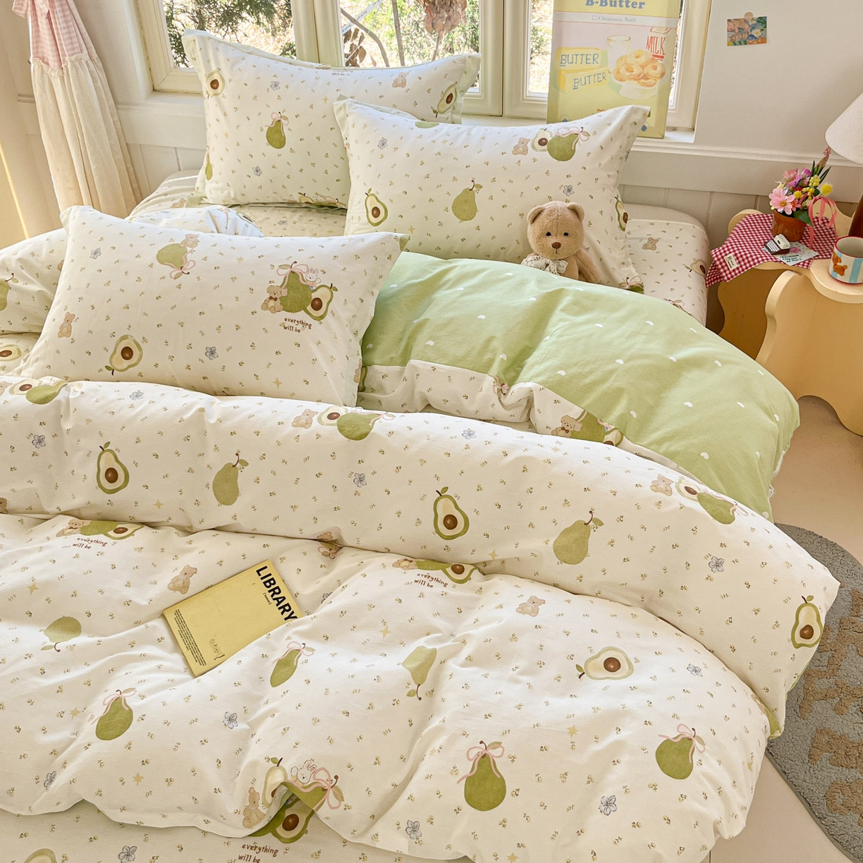 91家纺网 家纺一手货源 找家纺 莱通家纺 2026春夏新款12868全棉印花四件套单品系列二-四件套提供买家秀，预留缩水率） 果味时光