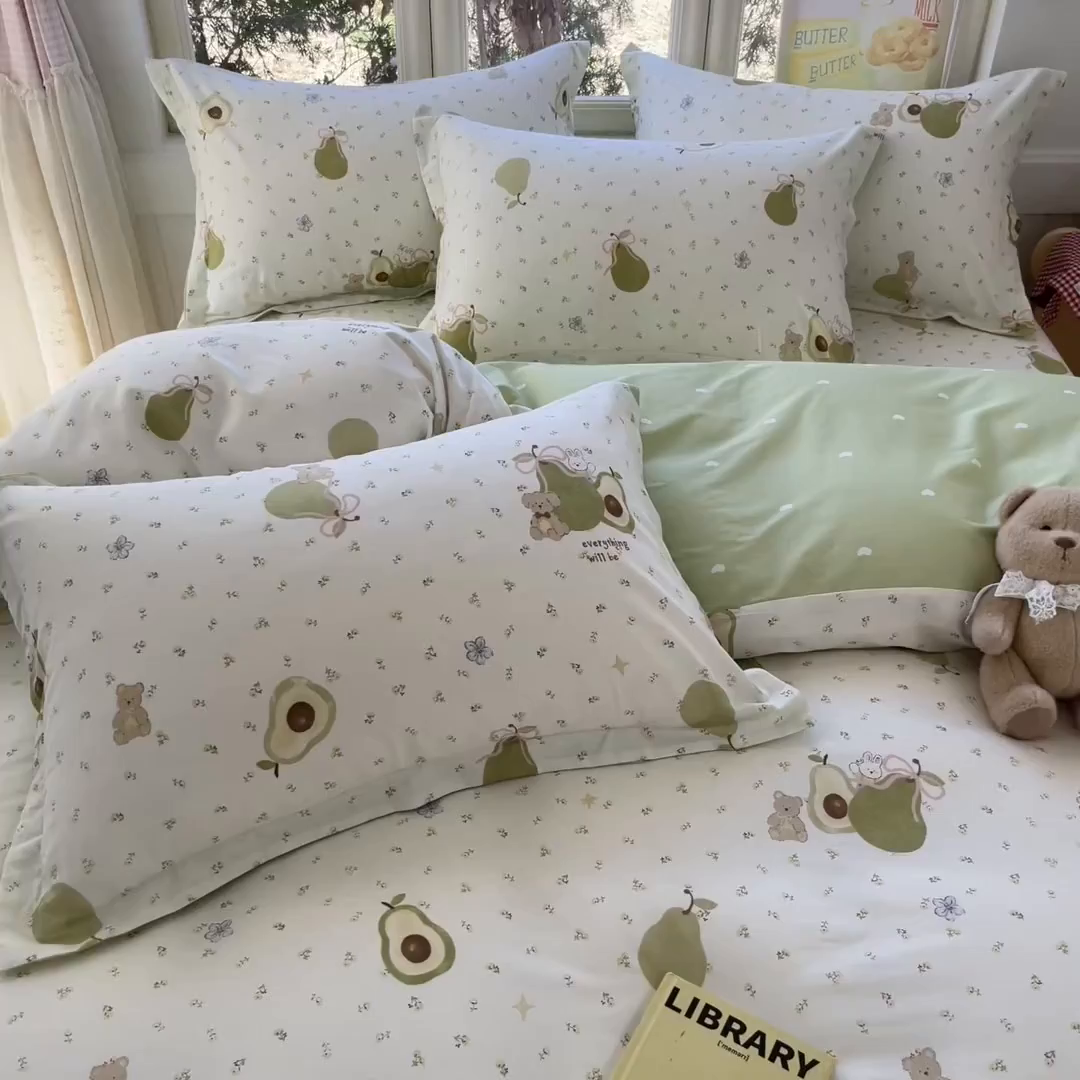 91家纺网 家纺一手货源 找家纺 莱通家纺 2026春夏新款12868全棉印花四件套单品系列二-四件套提供买家秀，预留缩水率） 果味时光