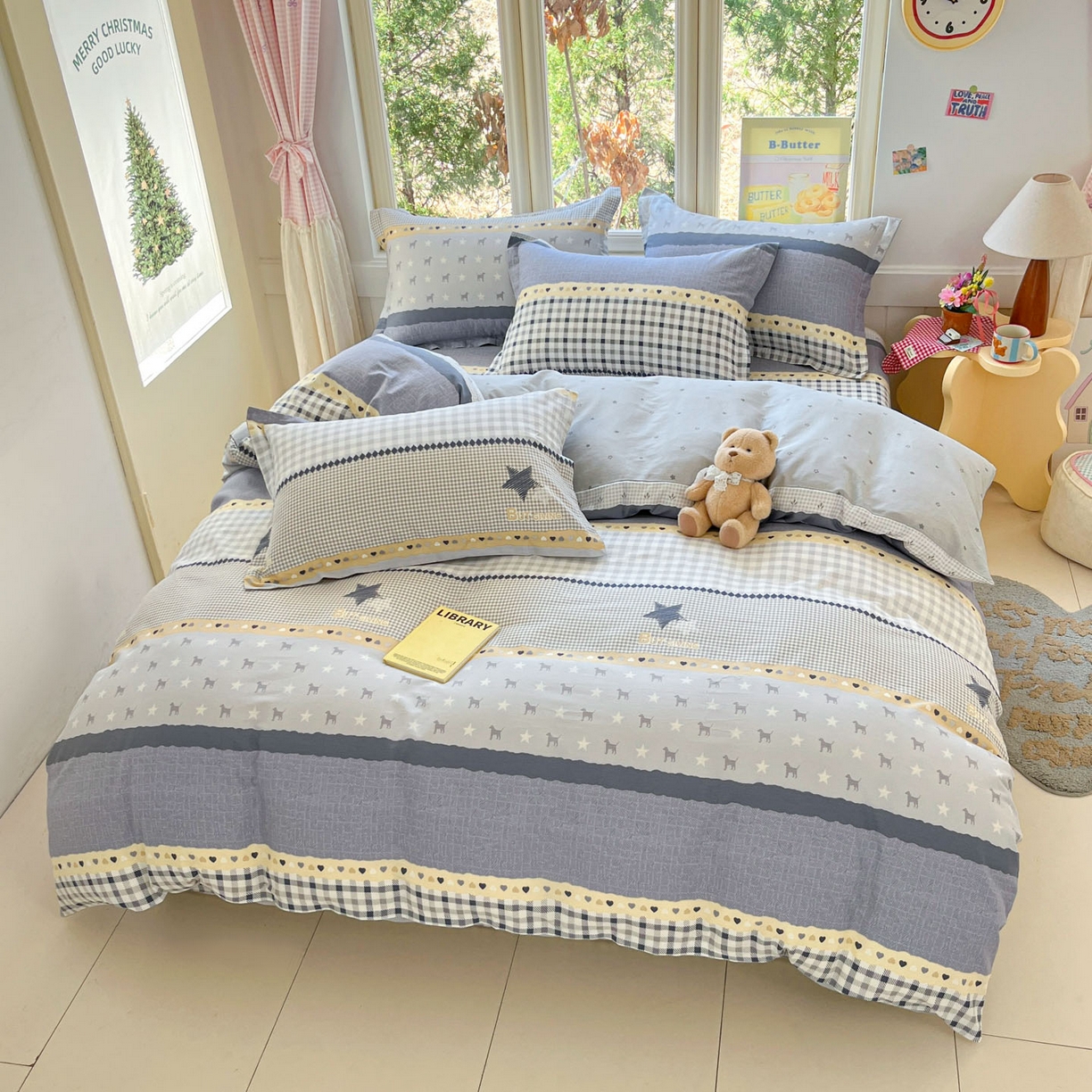 91家纺网 家纺一手货源 找家纺 莱通家纺 2026春夏新款12868全棉印花四件套单品系列二-四件套提供买家秀，预留缩水率） 蓝星语