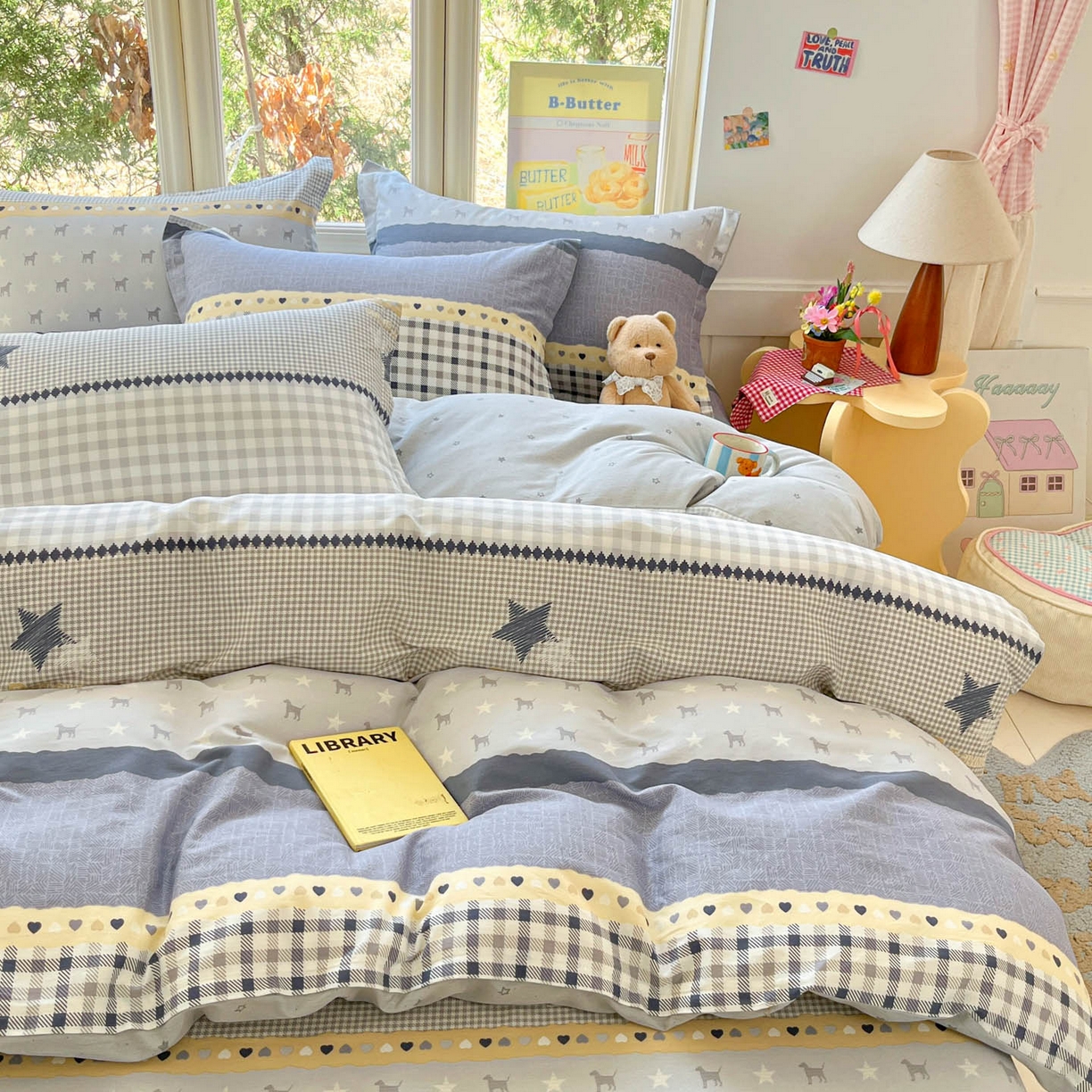 91家纺网 家纺一手货源 找家纺 莱通家纺 2026春夏新款12868全棉印花四件套单品系列二-四件套提供买家秀，预留缩水率） 蓝星语