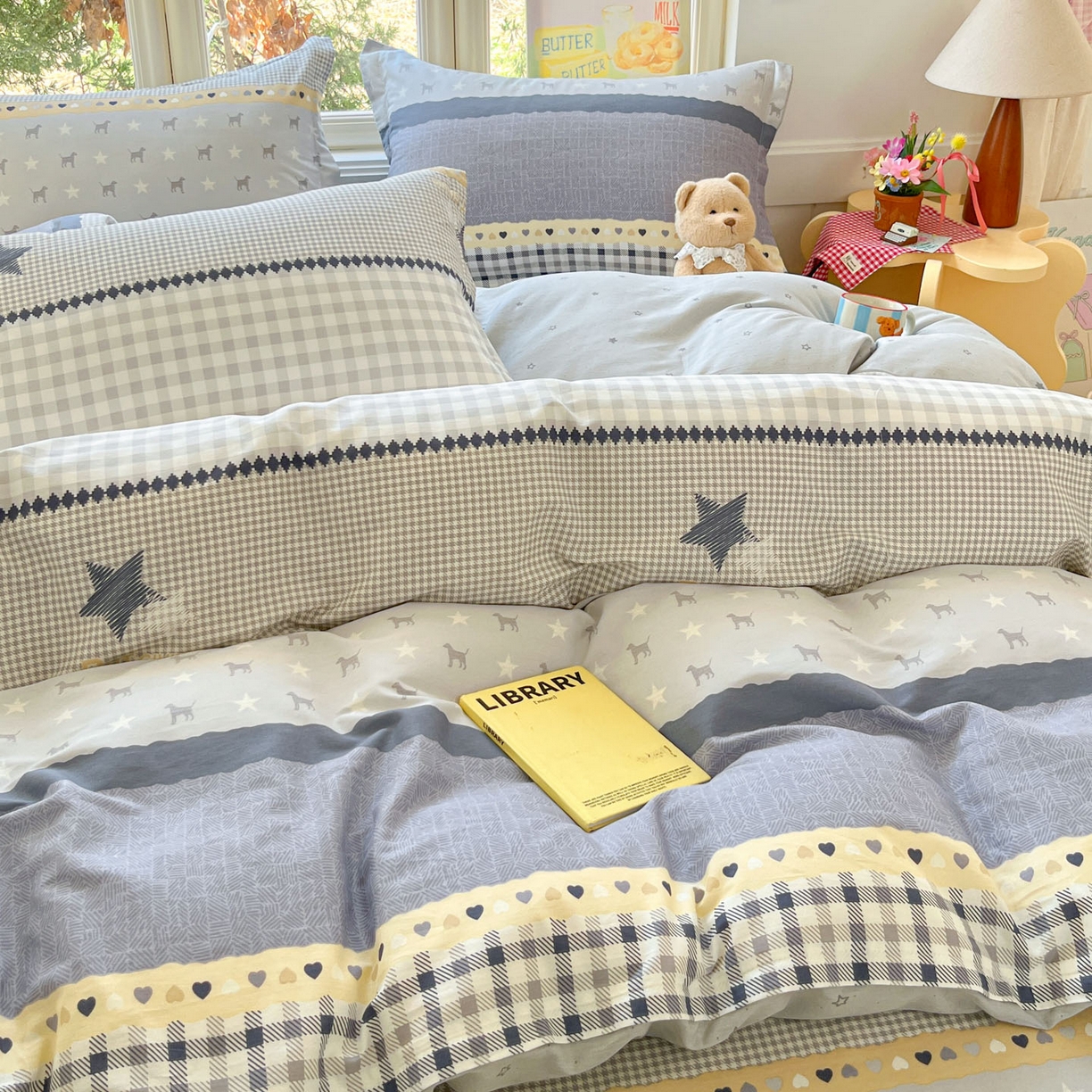 91家纺网 家纺一手货源 找家纺 莱通家纺 2026春夏新款12868全棉印花四件套单品系列二-四件套提供买家秀，预留缩水率） 蓝星语