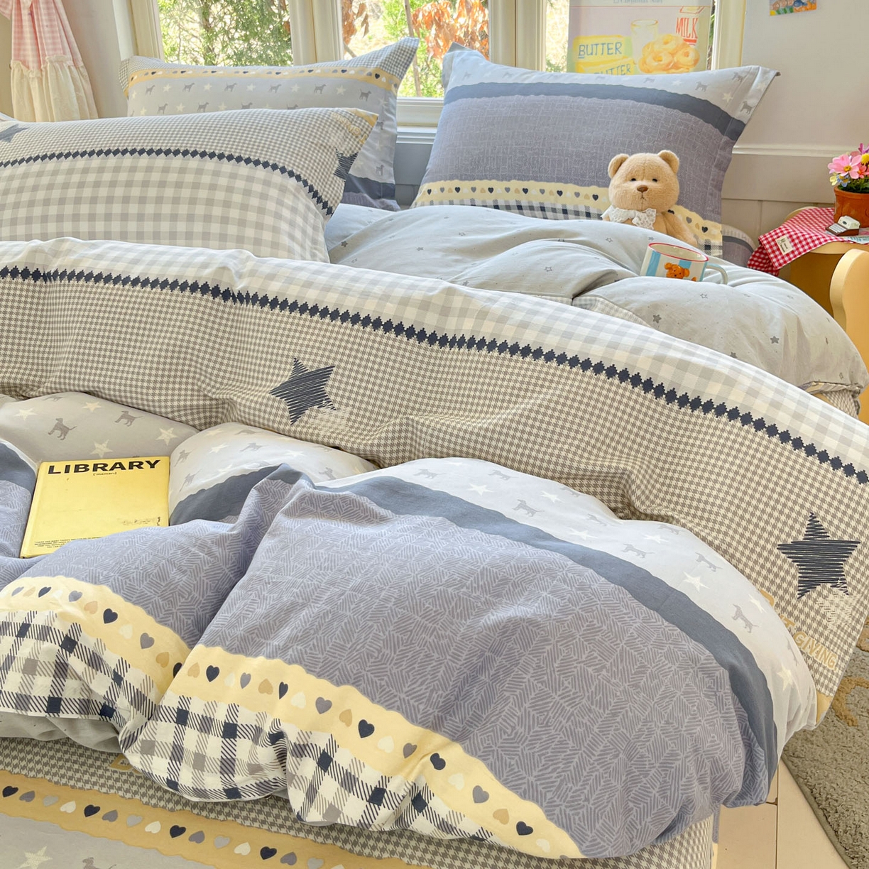 91家纺网 家纺一手货源 找家纺 莱通家纺 2026春夏新款12868全棉印花四件套单品系列二-四件套提供买家秀，预留缩水率） 蓝星语