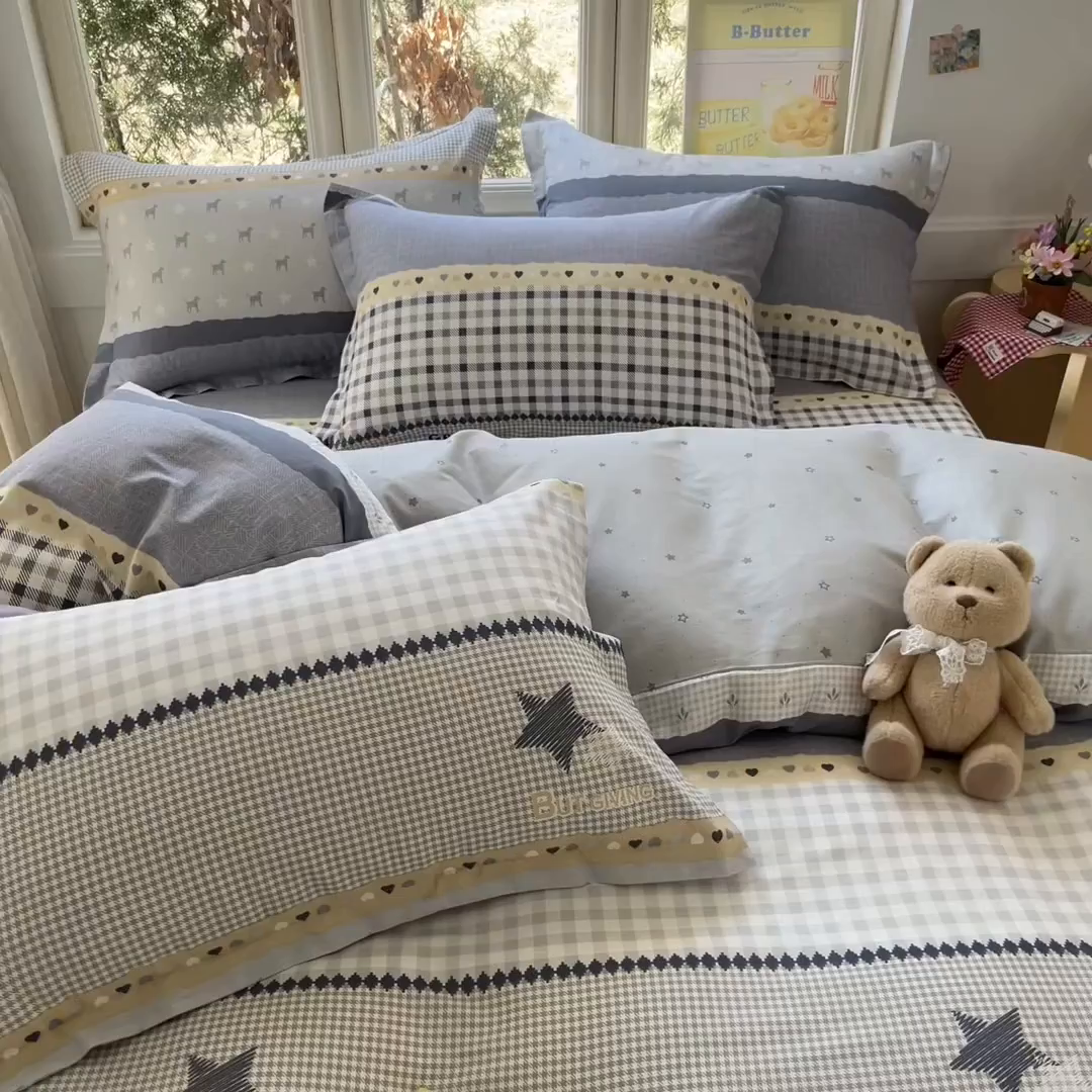 91家纺网 家纺一手货源 找家纺 莱通家纺 2026春夏新款12868全棉印花四件套单品系列二-四件套提供买家秀，预留缩水率） 蓝星语