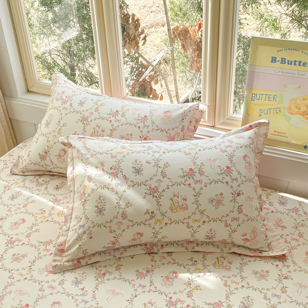 91家纺网 家纺一手货源 找家纺 莱通家纺 2026春夏新款12868全棉印花四件套单品系列二-四件套提供买家秀，预留缩水率） 童话花町