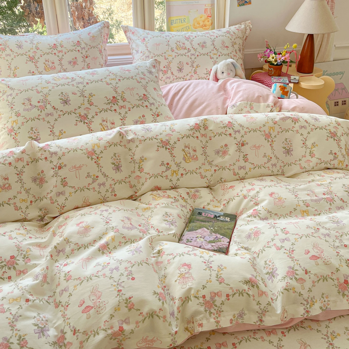 91家纺网 家纺一手货源 找家纺 莱通家纺 2026春夏新款12868全棉印花四件套单品系列二-四件套提供买家秀，预留缩水率） 童话花町