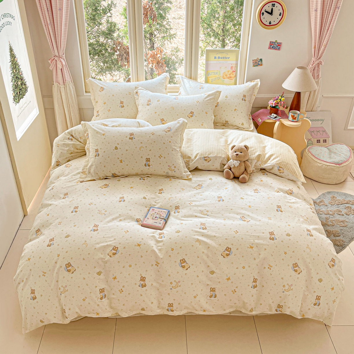 莱通家纺 2026春夏新款12868全棉印花四件套单品系列二-四件套提供买家秀，预留缩水率） 星点兔语