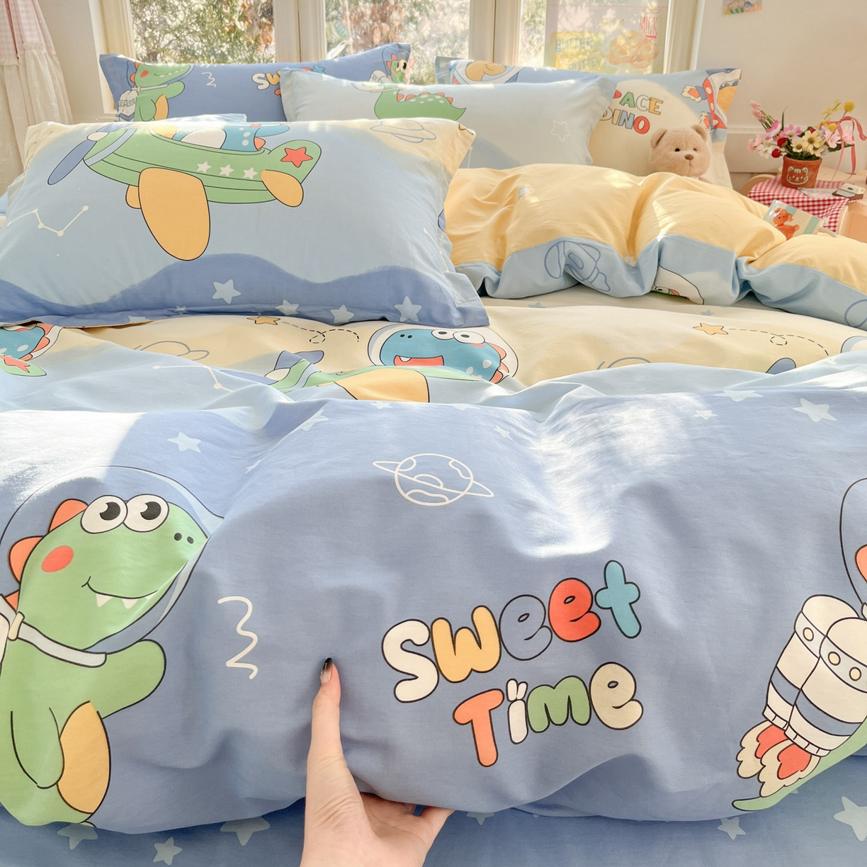 91家纺网 家纺一手货源 找家纺 莱通家纺 2026春夏新款12868全棉印花四件套单品系列二-四件套提供买家秀，预留缩水率） 星际天空龙