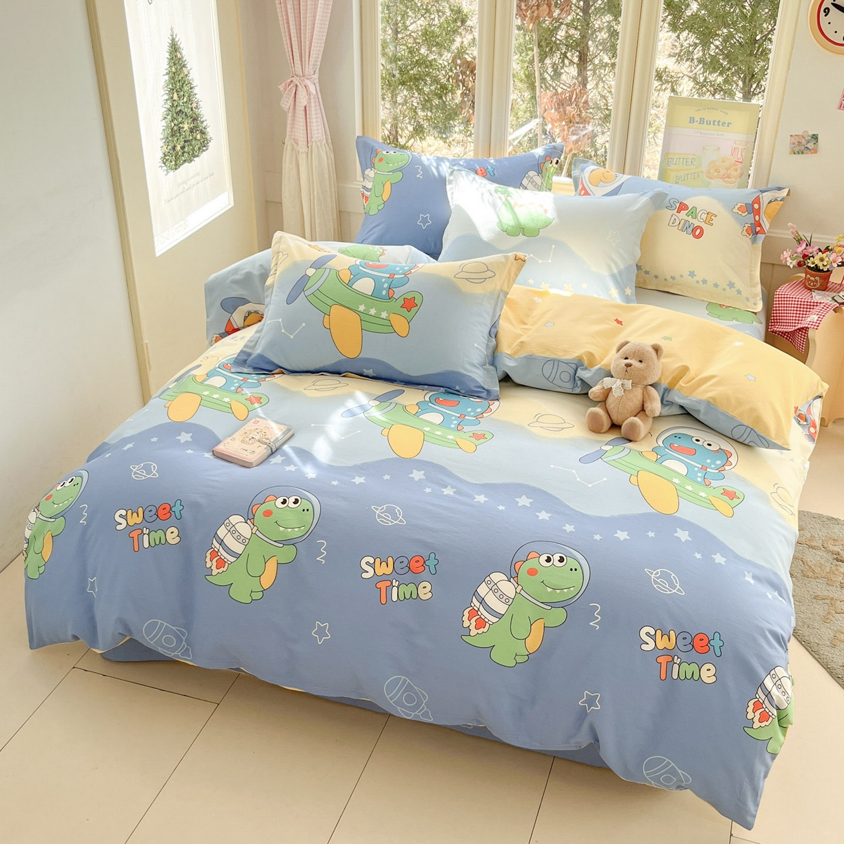 91家纺网 家纺一手货源 找家纺 莱通家纺 2026春夏新款12868全棉印花四件套单品系列二-四件套提供买家秀，预留缩水率） 星际天空龙