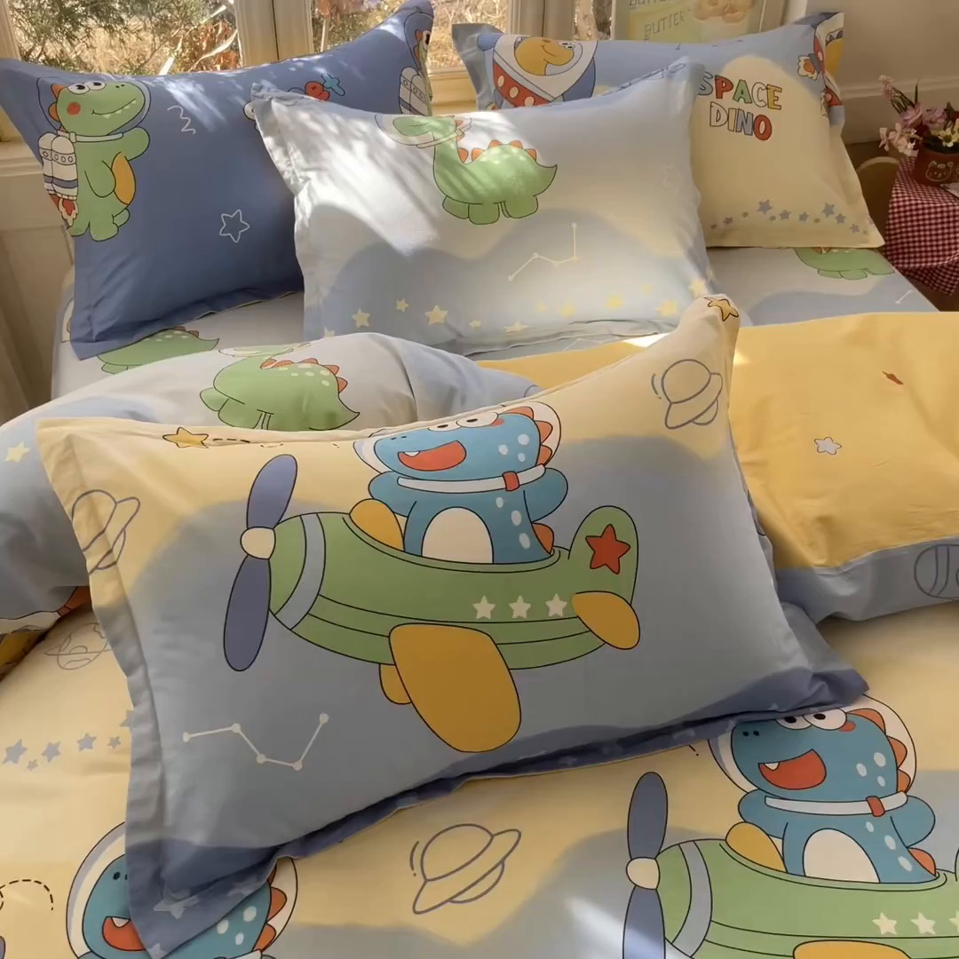 91家纺网 家纺一手货源 找家纺 莱通家纺 2026春夏新款12868全棉印花四件套单品系列二-四件套提供买家秀，预留缩水率） 星际天空龙