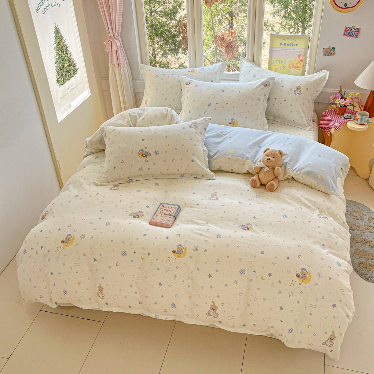 91家纺网 家纺一手货源 找家纺 莱通家纺 2026春夏新款12868全棉印花四件套单品系列二-四件套提供买家秀，预留缩水率） 星眠小熊