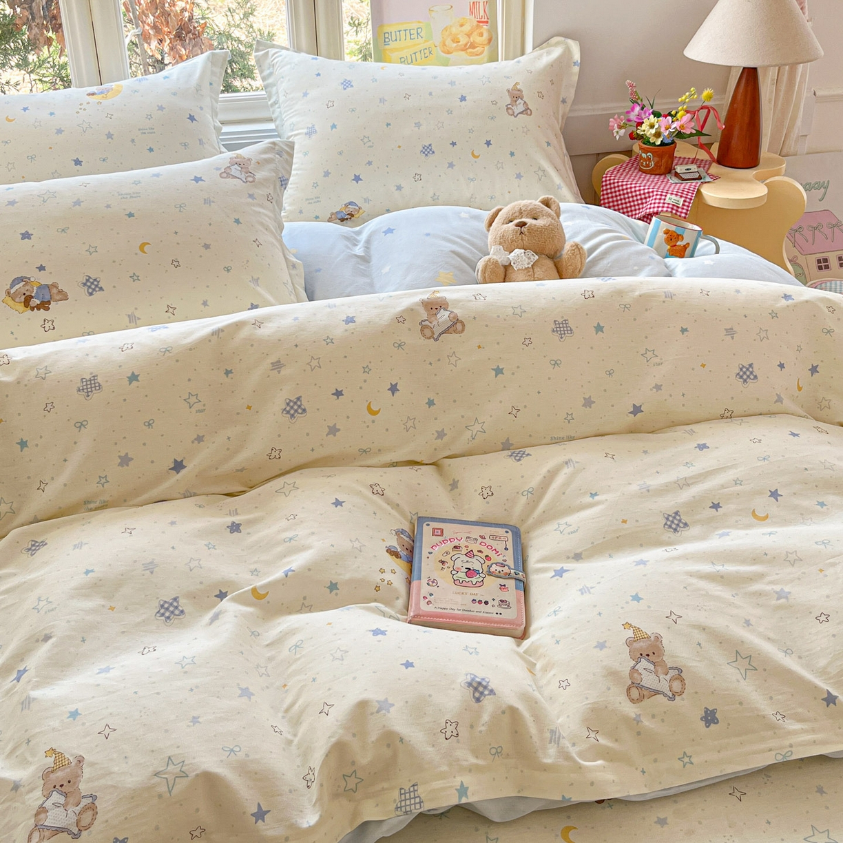 91家纺网 家纺一手货源 找家纺 莱通家纺 2026春夏新款12868全棉印花四件套单品系列二-四件套提供买家秀，预留缩水率） 星眠小熊