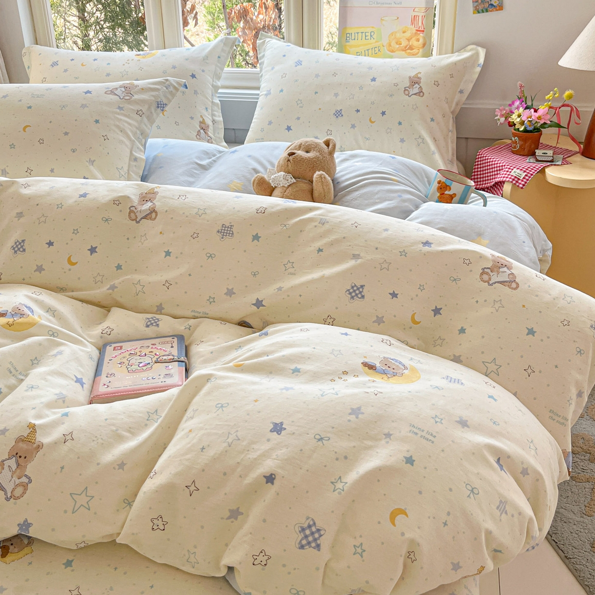 91家纺网 家纺一手货源 找家纺 莱通家纺 2026春夏新款12868全棉印花四件套单品系列二-四件套提供买家秀，预留缩水率） 星眠小熊