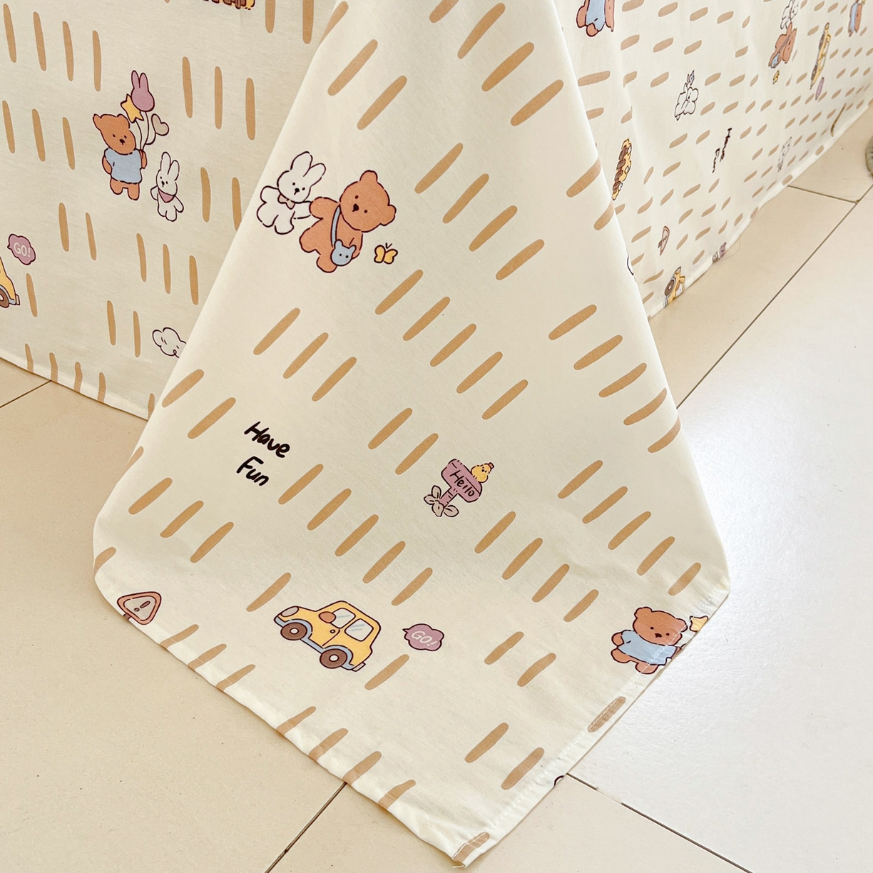 91家纺网 家纺一手货源 找家纺 莱通家纺 2026春夏新款12868全棉印花四件套单品系列二-四件套提供买家秀，预留缩水率） 熊仔小汽车