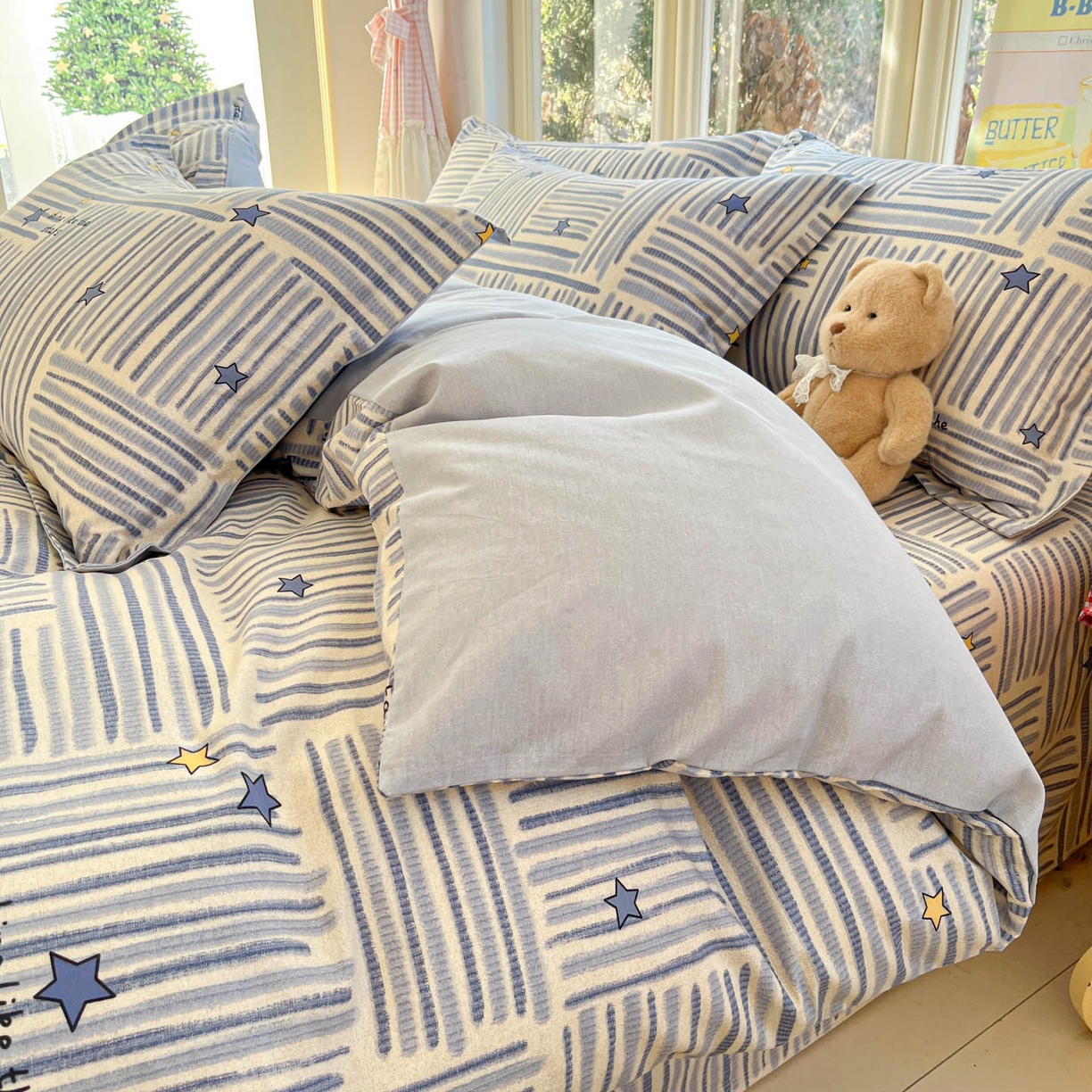 91家纺网 家纺一手货源 找家纺 莱通家纺 2026春夏新款12868全棉印花四件套单品系列二-单被套提供买家秀，预留缩水率） 星织影