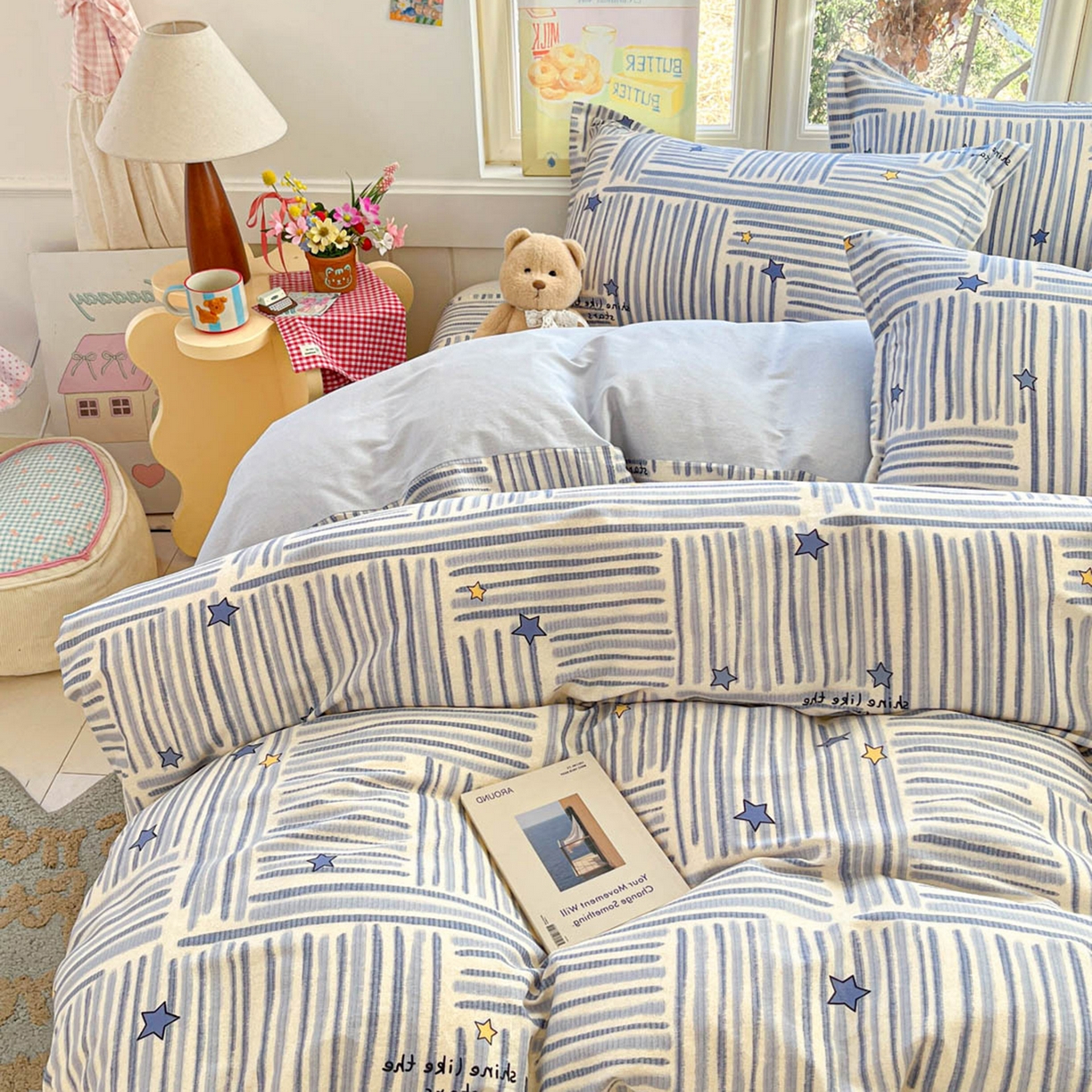 91家纺网 家纺一手货源 找家纺 莱通家纺 2026春夏新款12868全棉印花四件套单品系列二-单被套提供买家秀，预留缩水率） 星织影